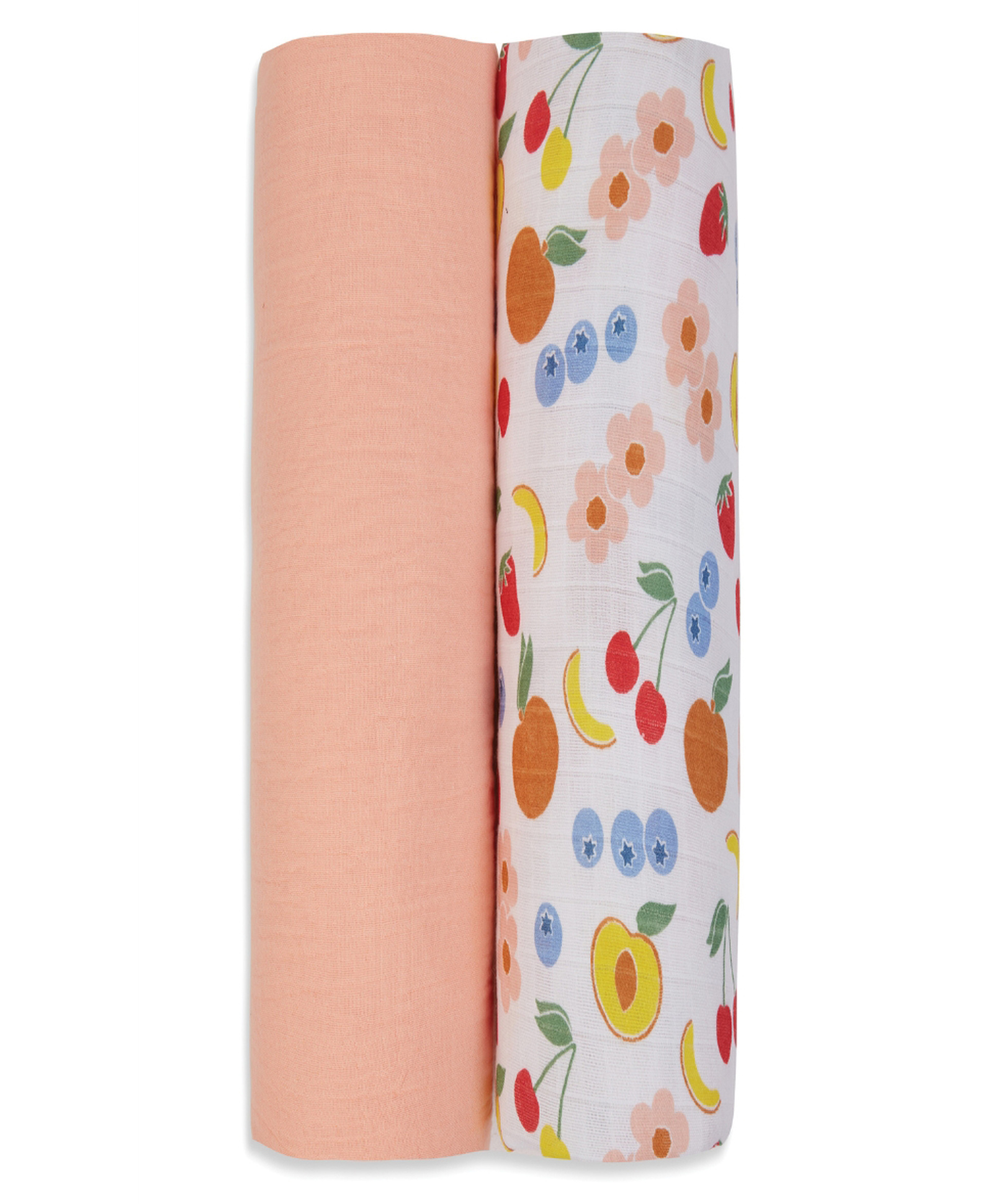 My Milestones 3 in 1 Muslin Swaddle Wrapper With Fruits Print Pack of 2 L 104 x B 104 cm - Peach-picture-24