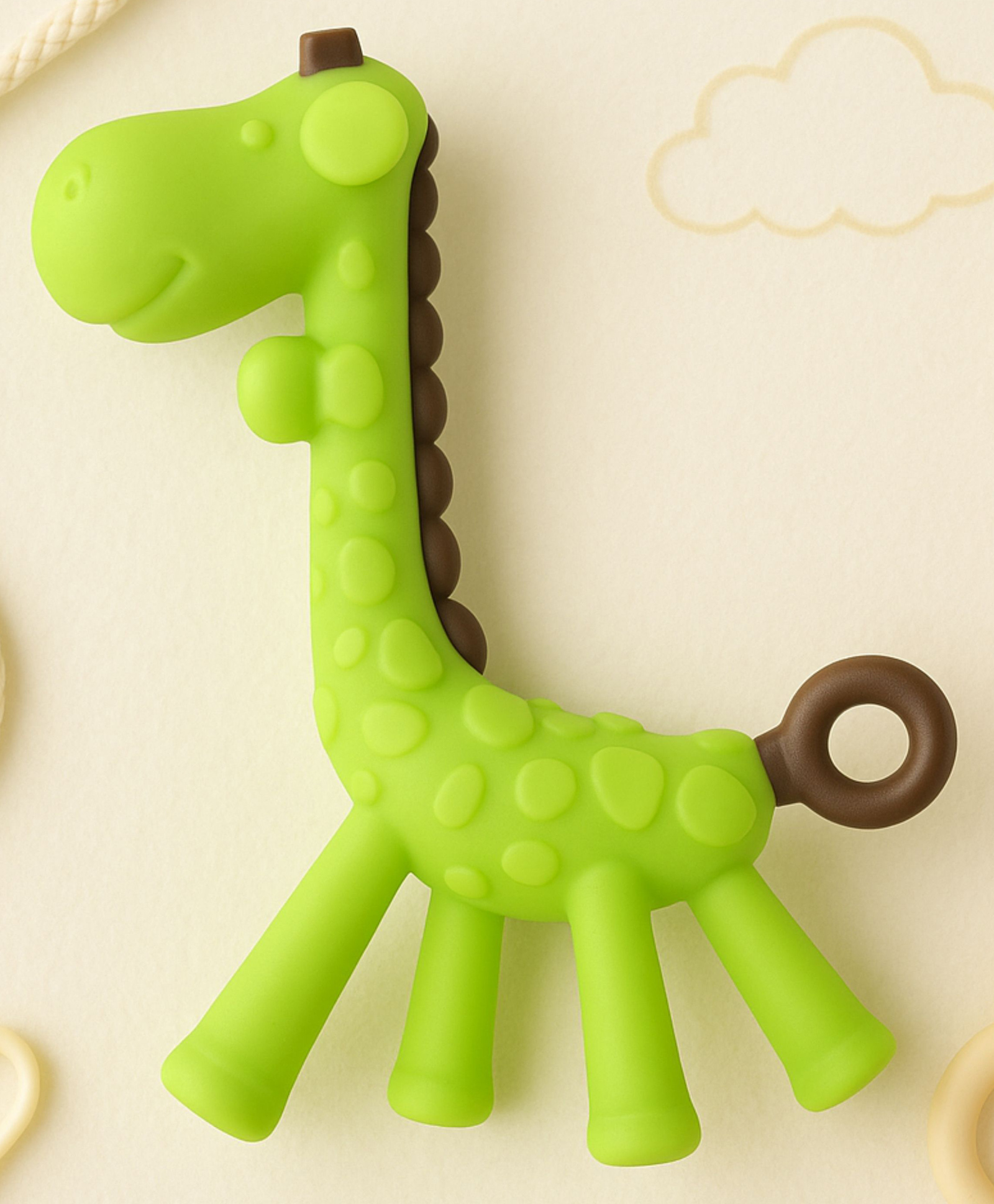 AEREX Infant Giraffe Shape Teether For Baby 100% Food Grade, BPA Free Silicone Teething Baby Teether Teething Toy Baby Teether For 3 To 12 Months Baby, Green-image-16
