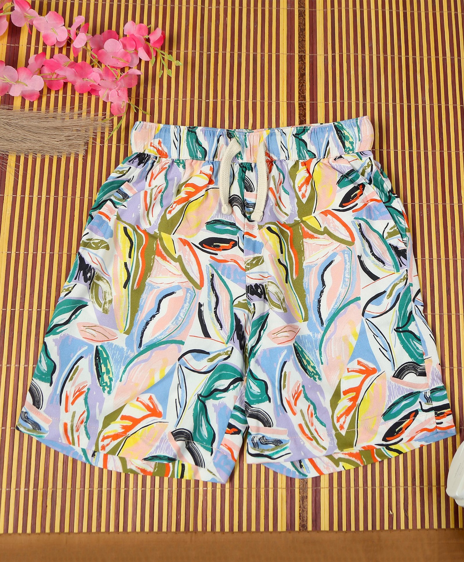 The Lion and the Fish Viscose Abstract Printed Shorts - Multi Colour-picture-15