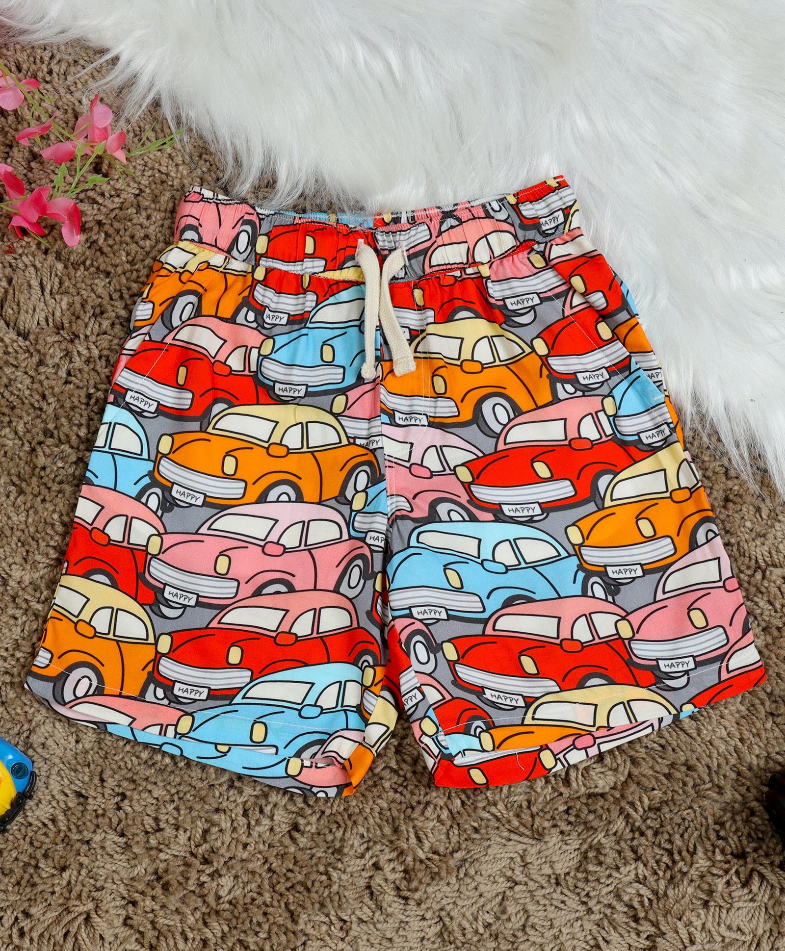 The Lion and the Fish Viscose Car Printed Shorts - Multi Colour-image-42
