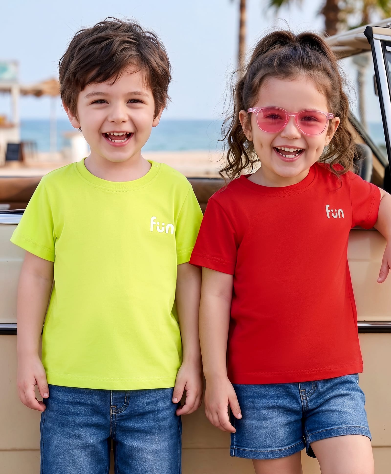 Kookie Kids Interlock Knit Half Sleeves T-Shirts with Text Print Pack of 2 - Red & Light Green-image-18