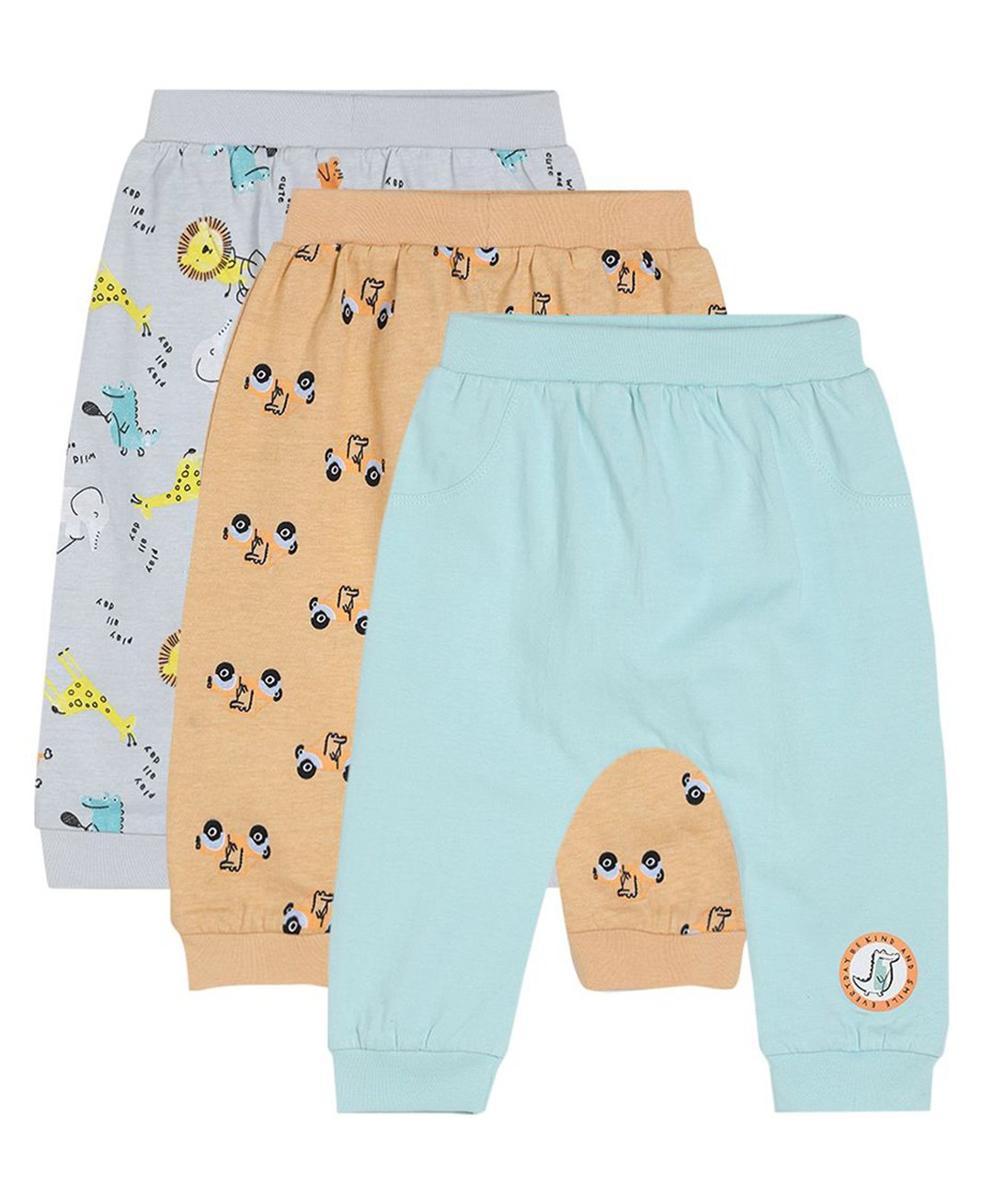 MINI KLUB Cotton Blend Pack Of 3 Vehicles & Animals Printed Pajamas - Multi Colour-image-33