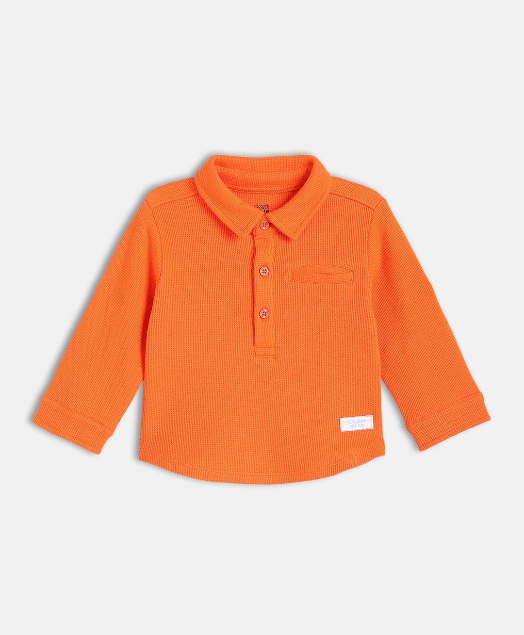 MINI KLUB Cotton Blend Full Sleeves Patch EmbroideredShirt - Orange-image-38