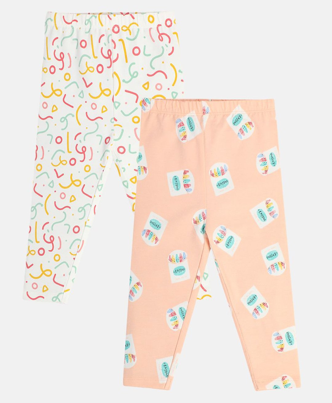 MINI KLUB Cotton Pack Of 2 Abstract Printed Leggings - Multi Colour-picture-37