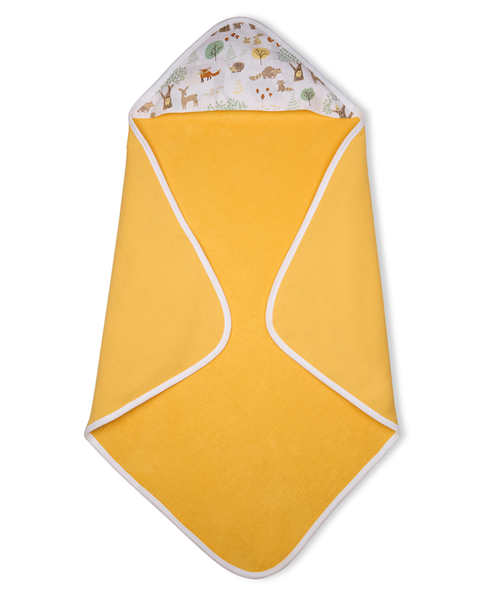 My Milestones Premium Cotton Muslin Hooded Towel with Woodland Wonders Print L 77.5 x B 74 cm - Mustard-picture-37