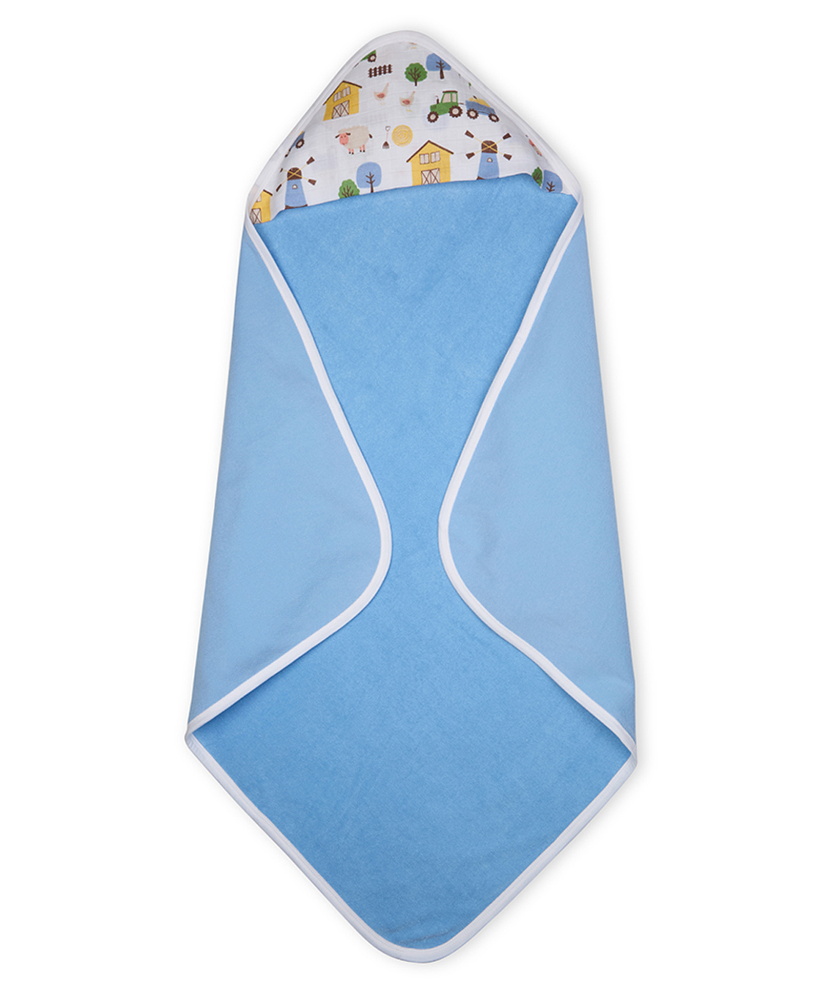 My Milestones Premium Cotton Muslin Hooded Towel with Woodland Wonders Print L 78 x B 75.5 cm - Blue-picture-1