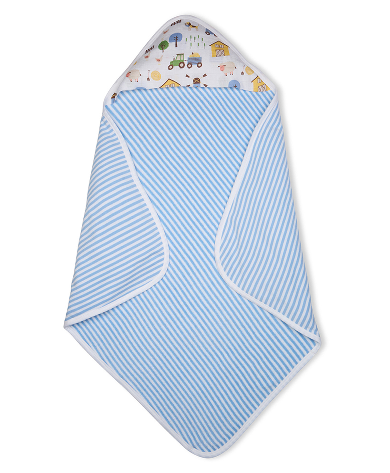 My Milestones Premium Cotton Muslin Hooded Towel with Woodland Wonders Print L 77 x B 73.5 cm - Light Blue-picture-10