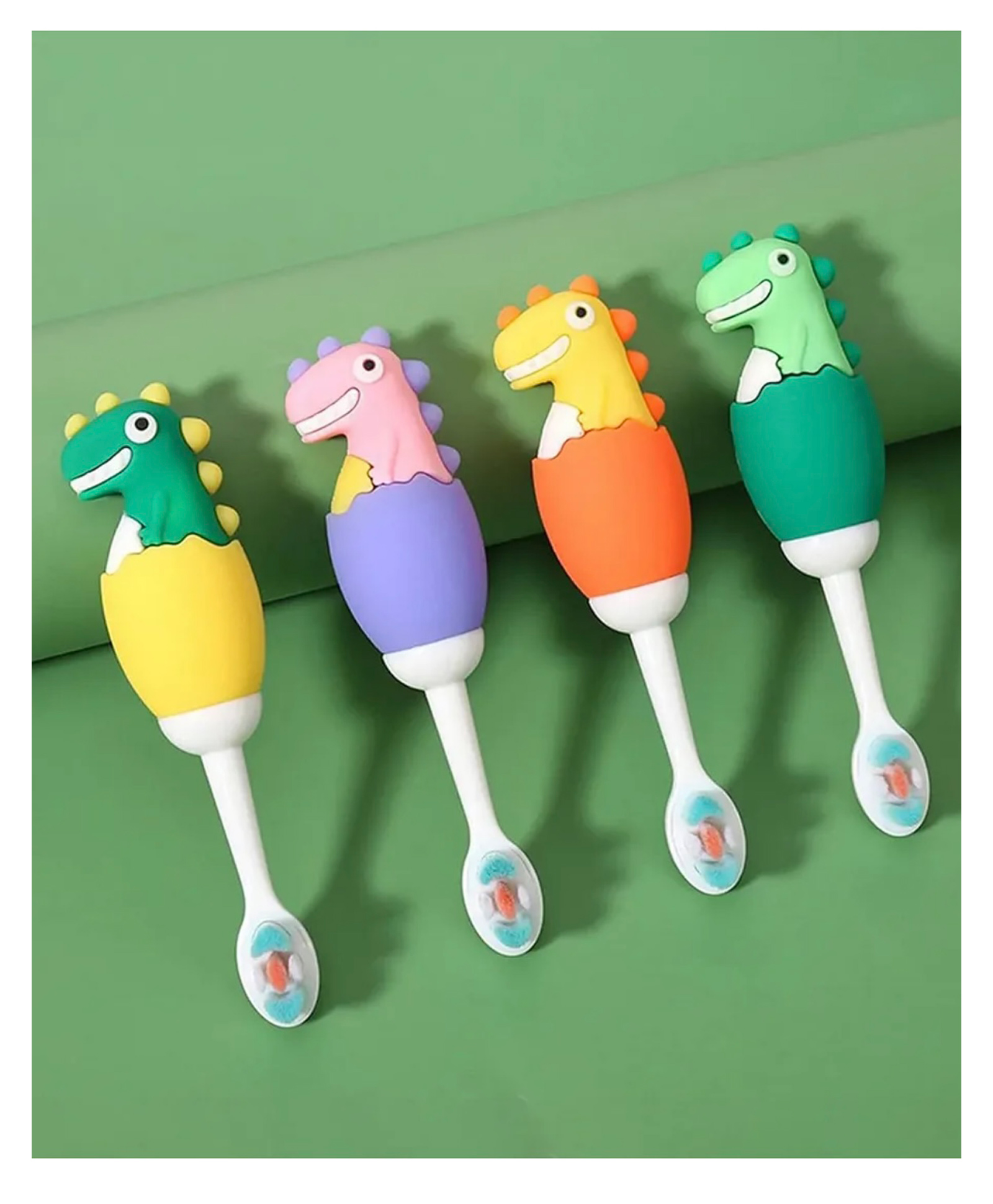 ARCADE TOYS Cute Dino Design Soft Toothbrush For Babies And Kids Extra Microfiber Soft Bristles With Silicone Grip - (Pack of 1)Color And Design May Vary)-picture-27