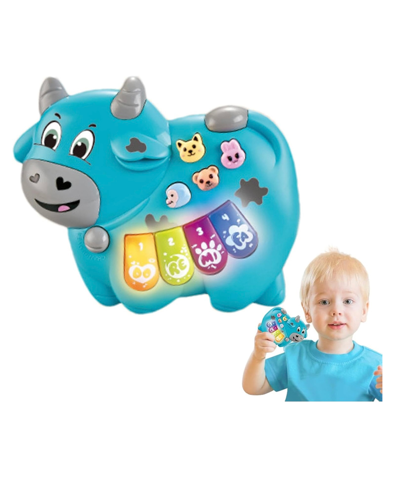 arcade toys ARCADE TOYSCow Shape Light Up Musical PianoToy for Kids - Colour may vary-picture-18