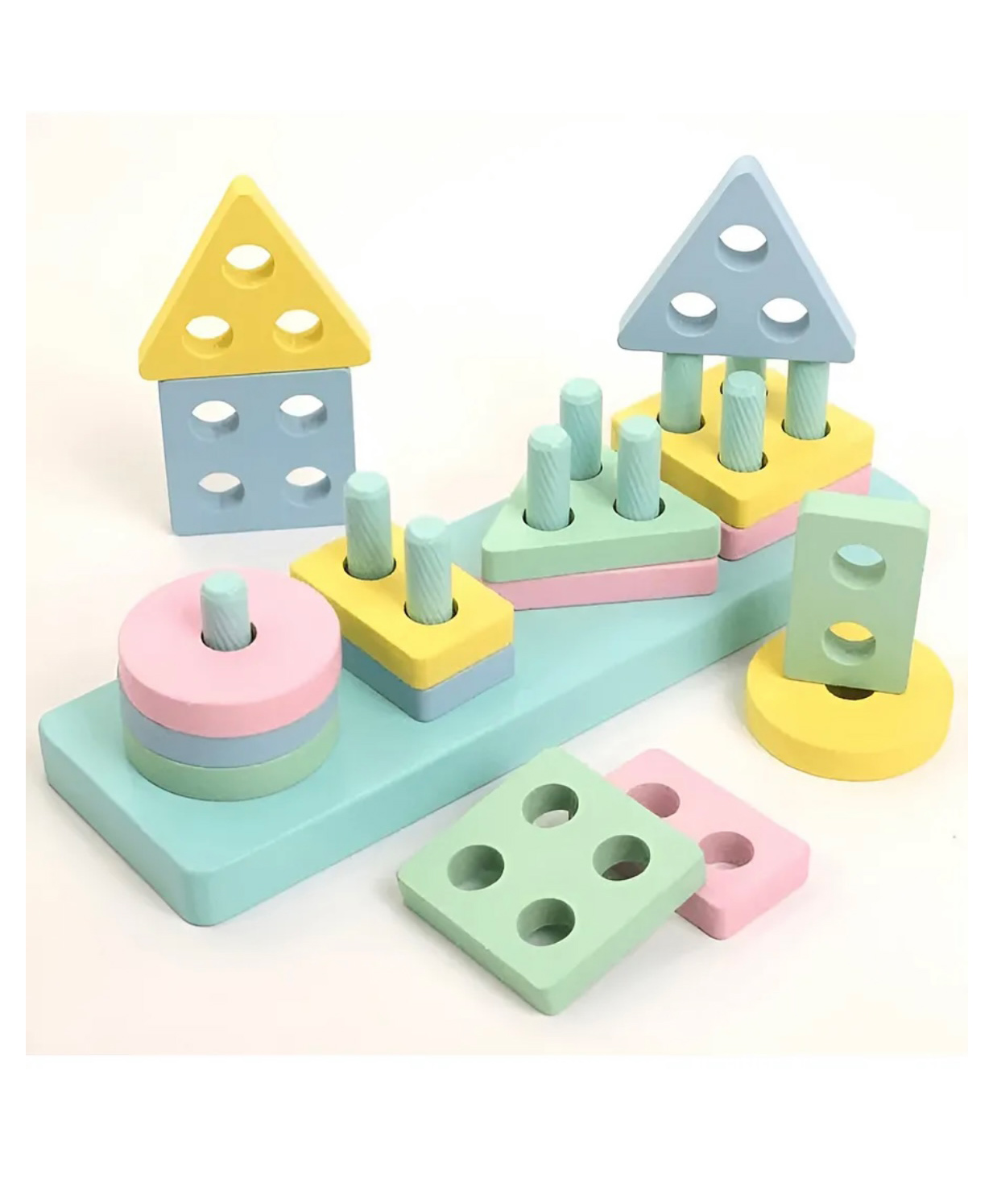 ARCADE TOYS Wooden Shapes Blocks For Kids Wooden Angle Geometric Blocks Puzzles Stacking Toy Learning And Educational Toys For Kids Wooden Educational Toys Wooden Shape Color Sorting Stacking BlocksKids Toys - Multicolor-image-18