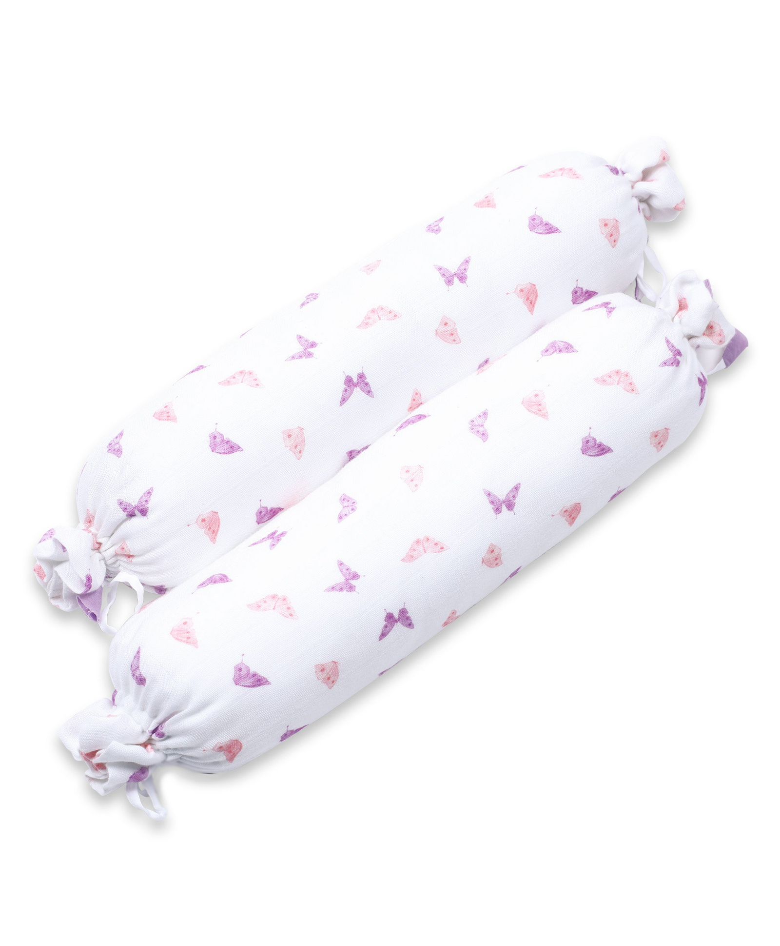 Masilo Bamboo Muslin 2 Piece Bolsters Set, For Infant/Baby's Nursery 46.5 x 10 cm, Lightweight & Comfortable, soft poly filler, 0 to 2 Years - Butterfly - Pink-image-11