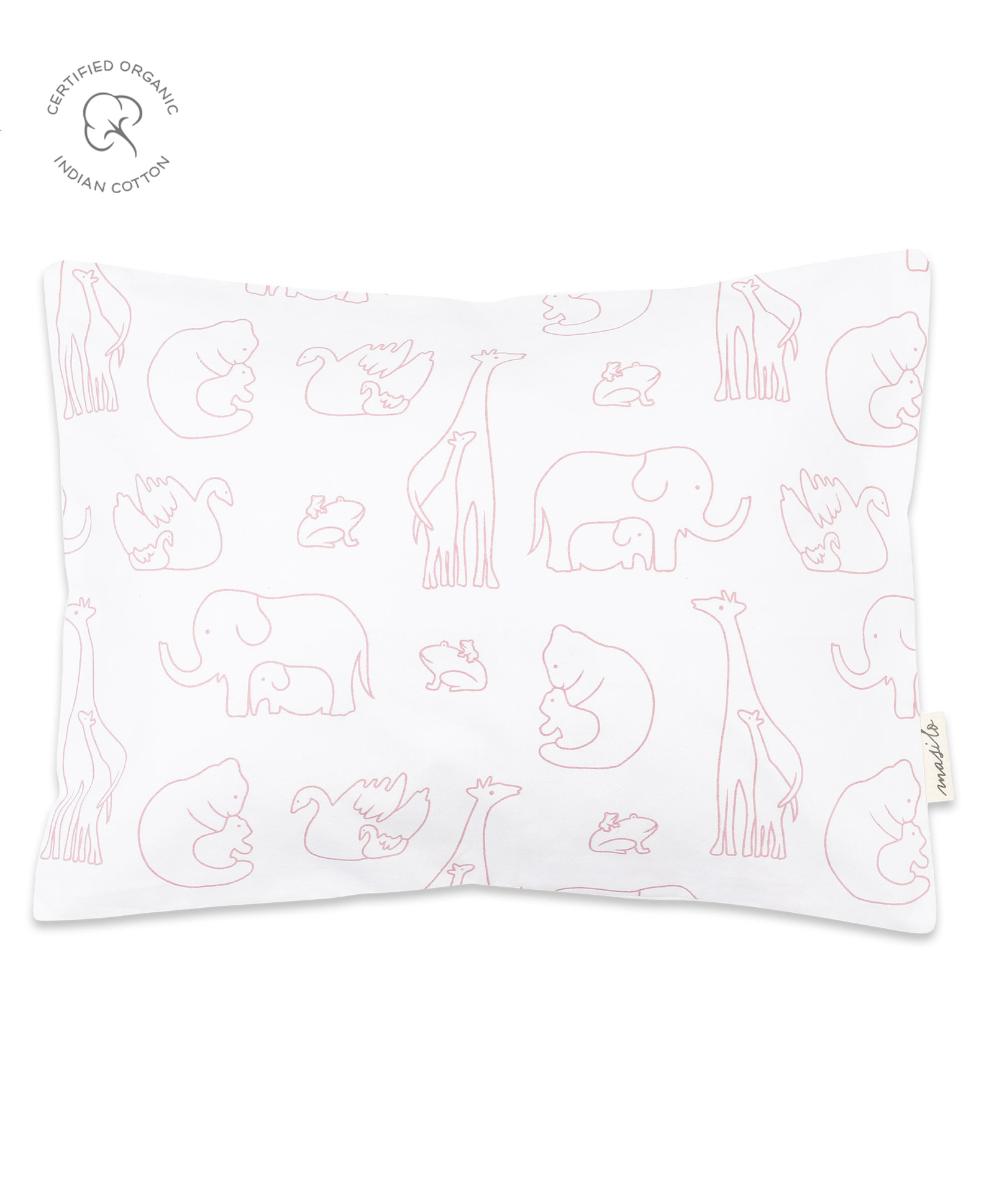 Masilo Organic Cotton 1 Piece Pillow, For Infant/Baby's Nursery 22 x 30 cm, Lightweight & Comfortable, soft poly filler, 0 to 2 Years - Be my Baby - Pink-image-18