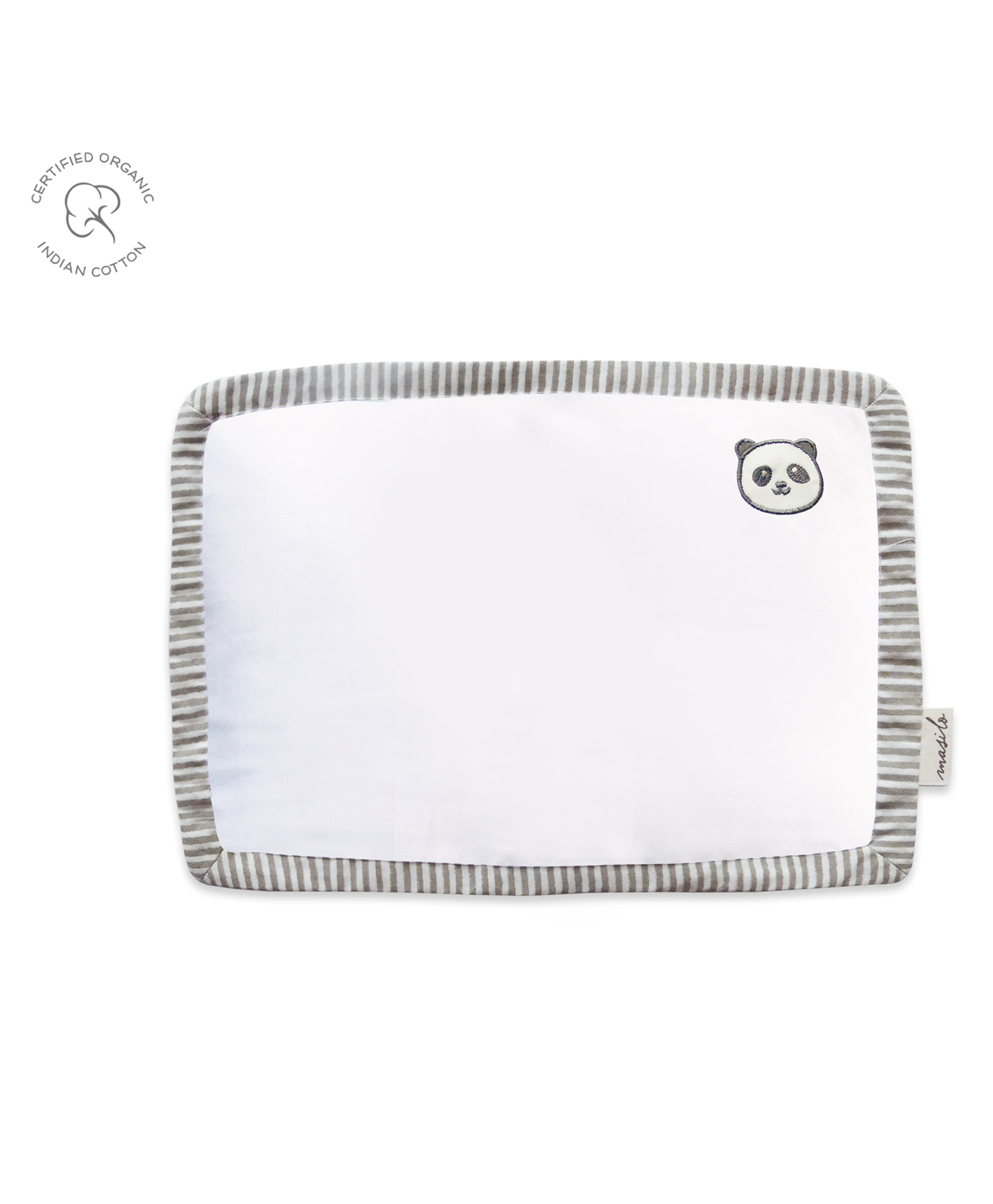 Masilo Organic Cotton 1 Piece Pillow, For Infant/Baby's Nursery 22 x 30 cm, Lightweight & Comfortable, soft poly filler, 0 to 2 Years - Panda - White-image-10