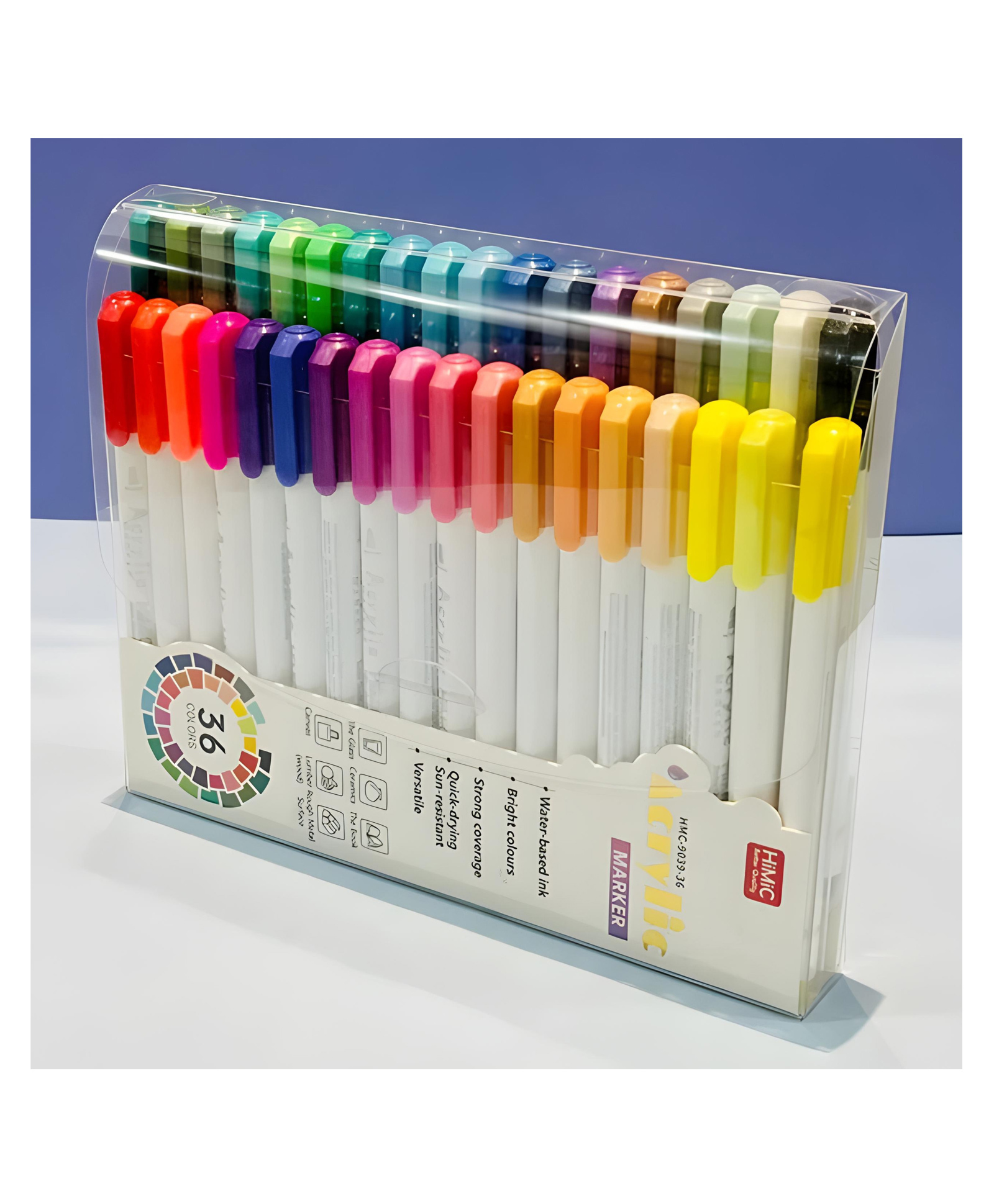 YAMAMA 36 Shades Acrylic Marker Pen Set, Water-Based Non-Toxic Ink, Waterproof, Smudge Proof Colorful Sketch Pens, Multipurpose Marker Pens for Art Works,(Pack of 36, Multicolor)-picture-14