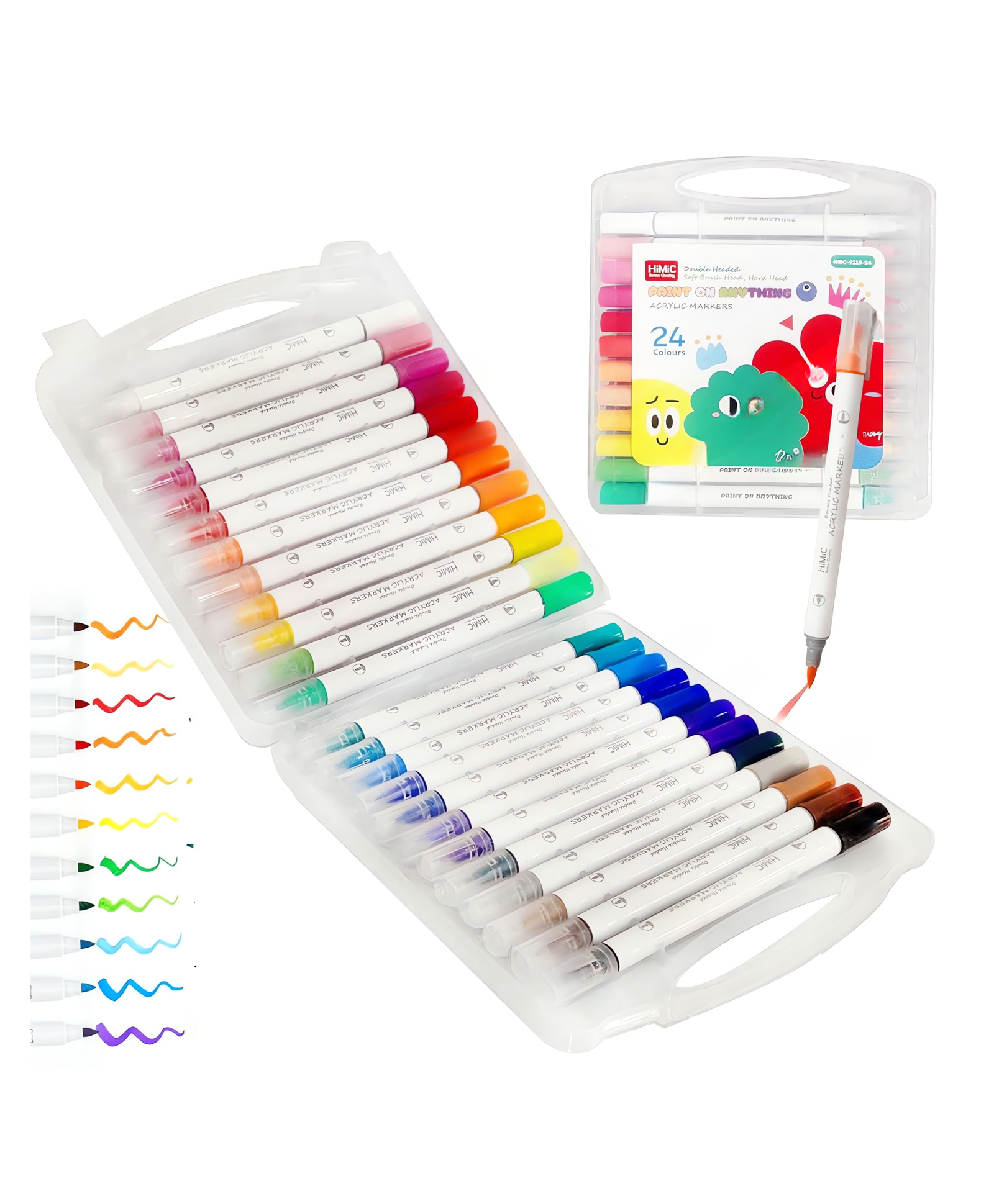 YAMAMA Acrylic Marker Colors Double Sided Marker Pen, 24 Vibrant Colors, Water-Based Paint Markers for DIY Crafts, Rock Painting, Canvas, Glass & More DIY Color Marker - (Pack of 24 - Multicolor)-image-5