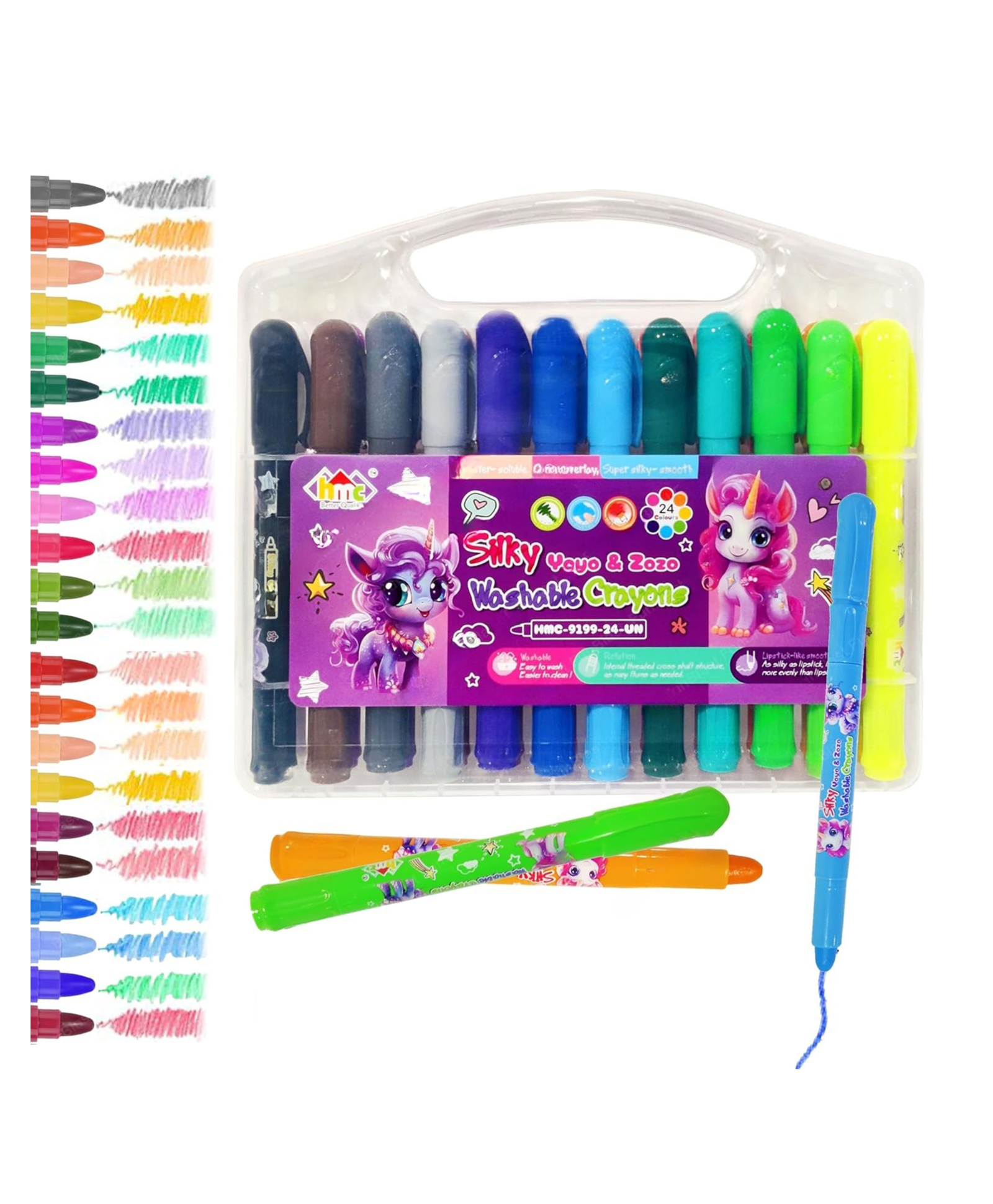 YAMAMA Unicorn Washable Twistable Rolling Crayons 24 Super Silky Smooth Shades for Kids Art & Craft Crayons For Kids School Supplies For Kids(Pack of 24 - Multicolor)-image-47
