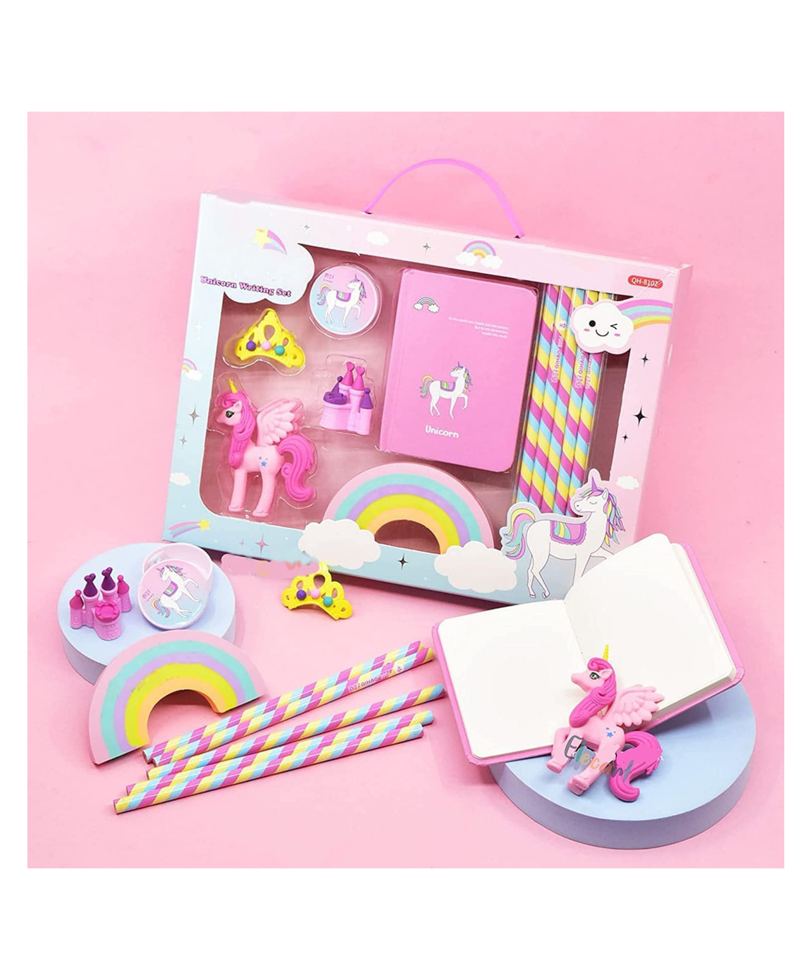 YAMAMA Unicorn Stationary Set for Girls Boys With Pencil, Eraser, Sharpener, Diary Stationery Kit for Kids Birthday Return Gift Stationery Set For Kids - Pink-image-3