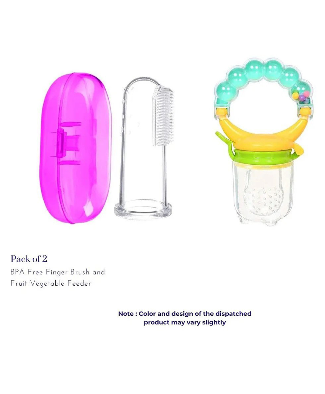 Numum Baby Soft Bristles Finger Toothbrush Having Tongue Cleaner Back With Silicone Baby Food Fruit Vegetable Feeder Baby Teether Baby Musical Rattle Soother Teething Toy For Toddlers Infants Babies Multicolor( Color and design may vary)-image-12