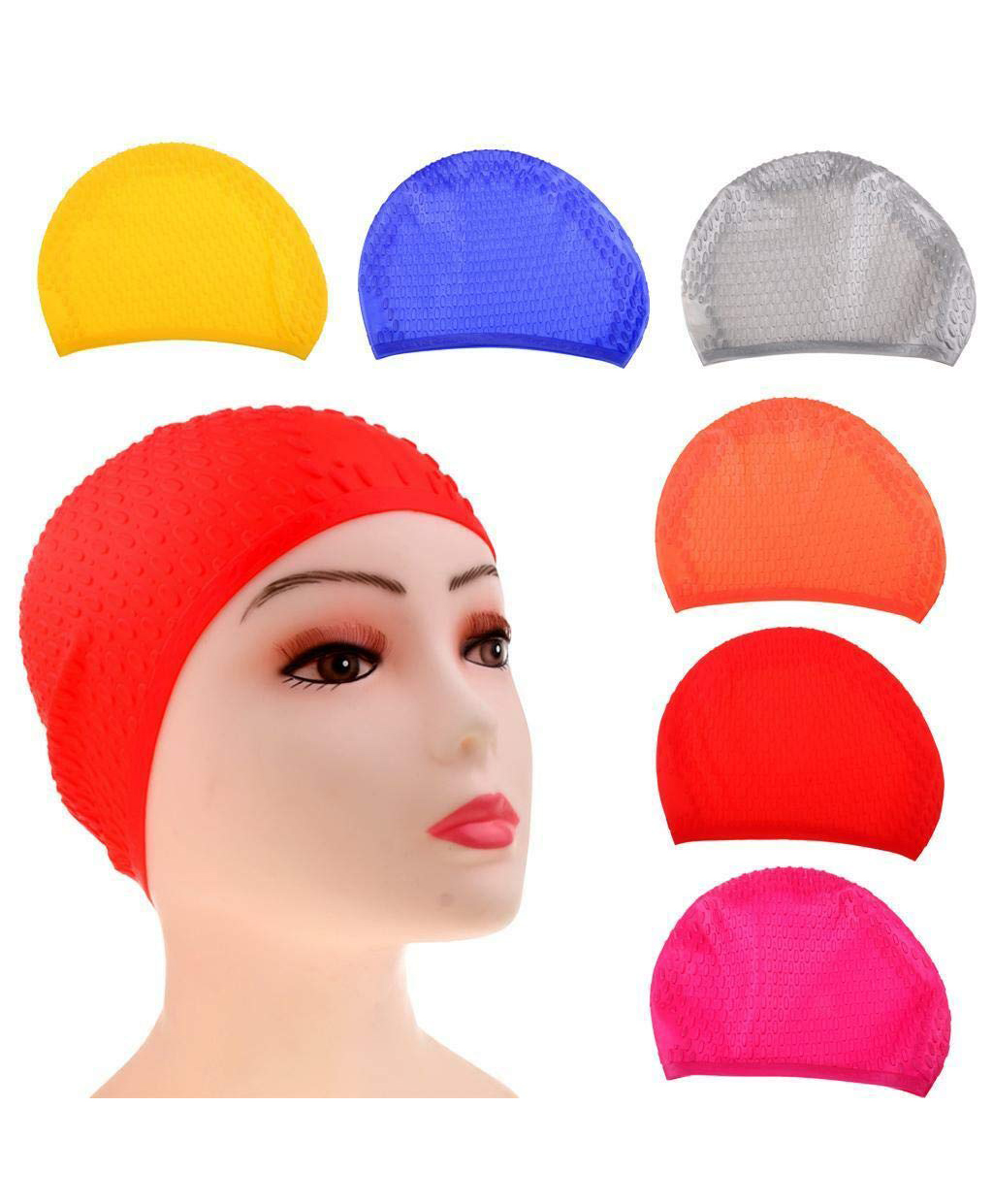 Azhari Silicon swim cap with ear protection plugs (Pack of 1 ) Color May Vary-image-49