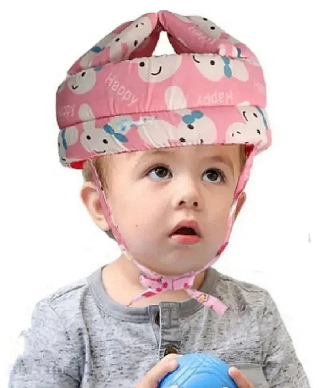 Numum Baby Safety Helmet head safety helmet - Pink Smiley (Color and Design may vary)-image-3