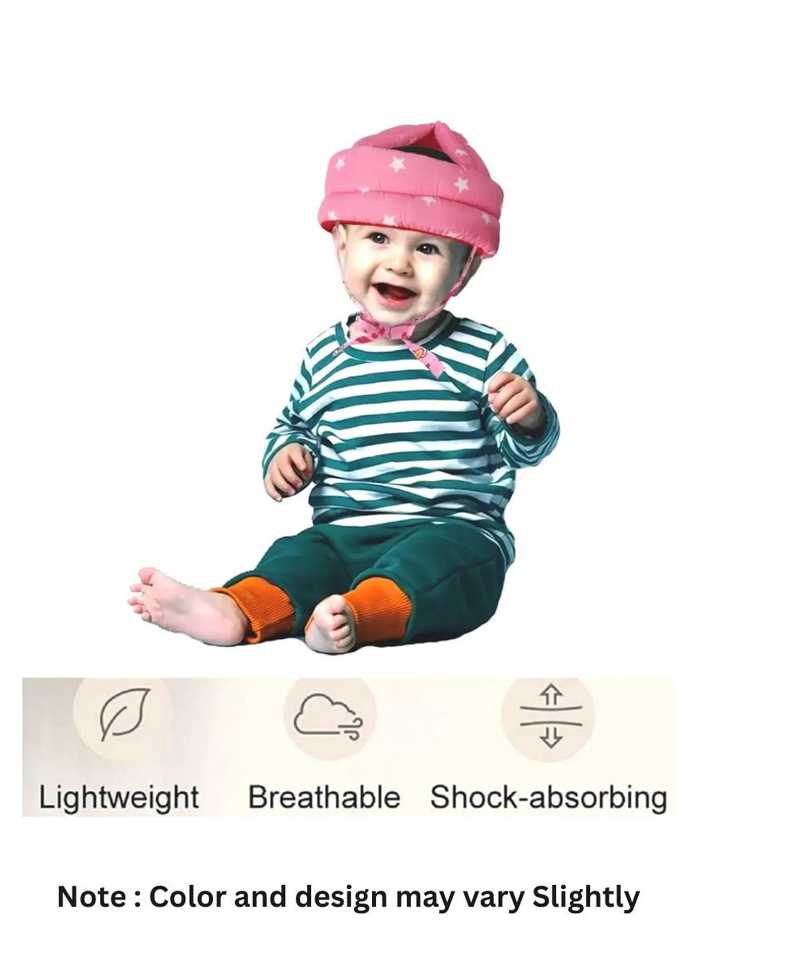 Numum Baby Head Protector Helmet - Adjustable Size for Baby to Learn Walk Or Run Fabric Helmet - Infant Anti Fall and Collision -( Pink Star helmet) ( color and design may vary)-image-49