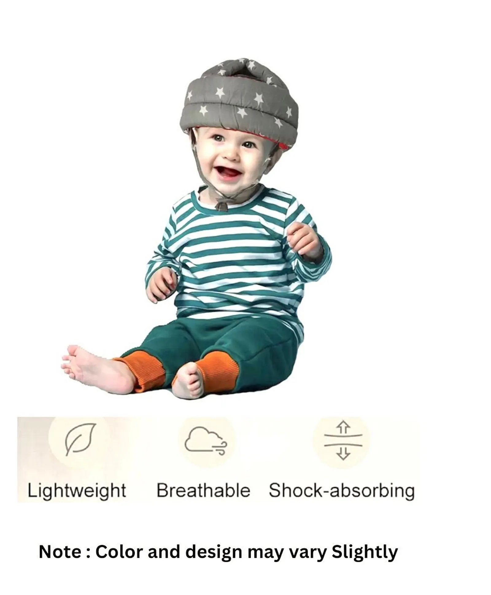 Numum Adjustable Baby Safety Helmet Soft - Anti-Fall - Anti-Collision Head Protector For Infants Learning to Walk or Run - (Grey Star Helmet) (color and design may vary)-image-16