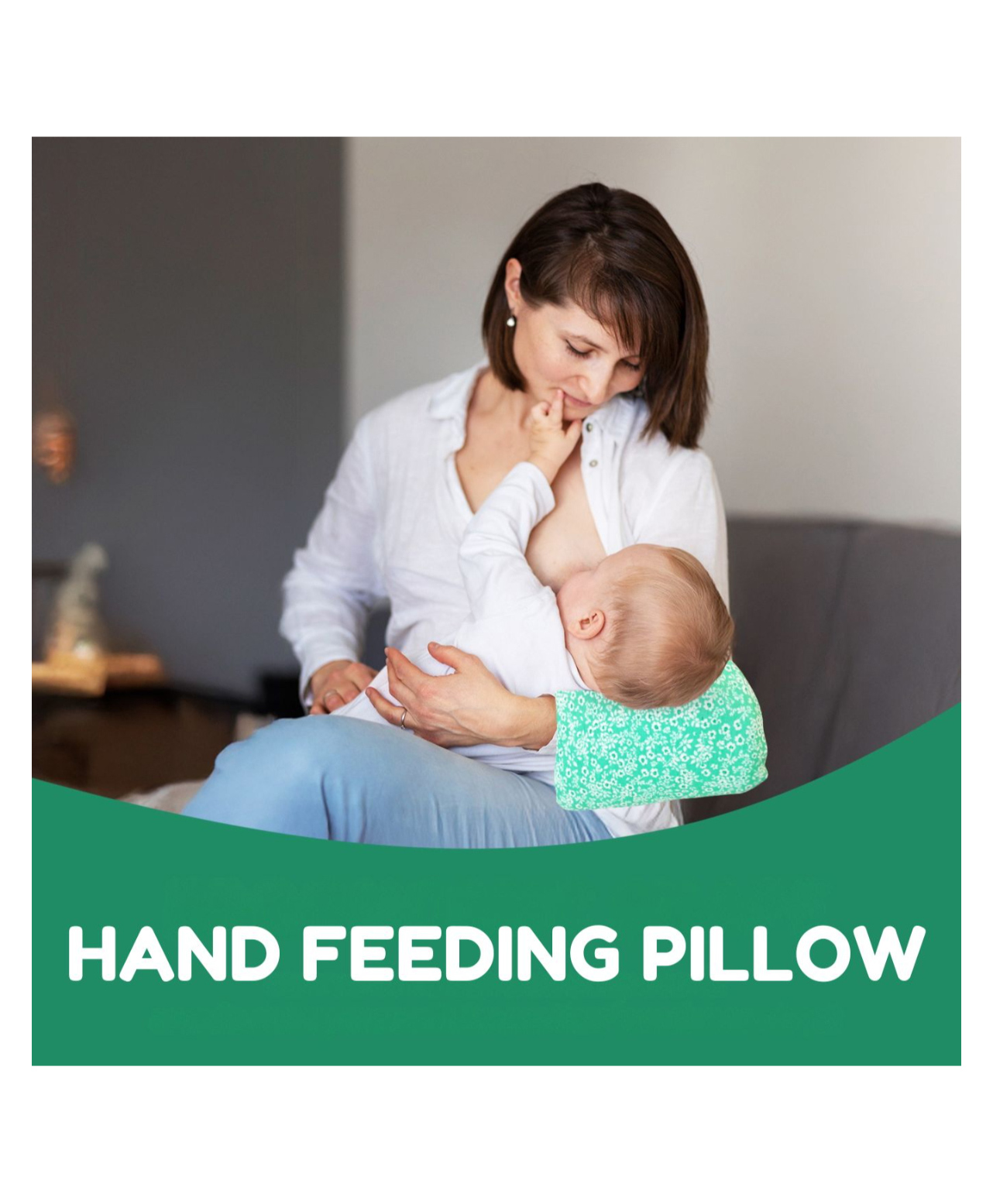 Zikku Baby Feeding Hand Pillow- Green Print-image-44
