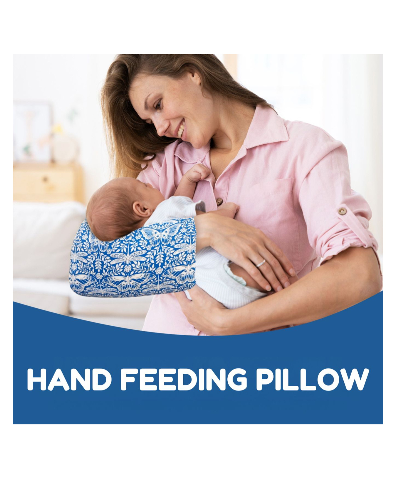 Zikku Baby Feeding Hand Pillow-Blue Print-picture-2
