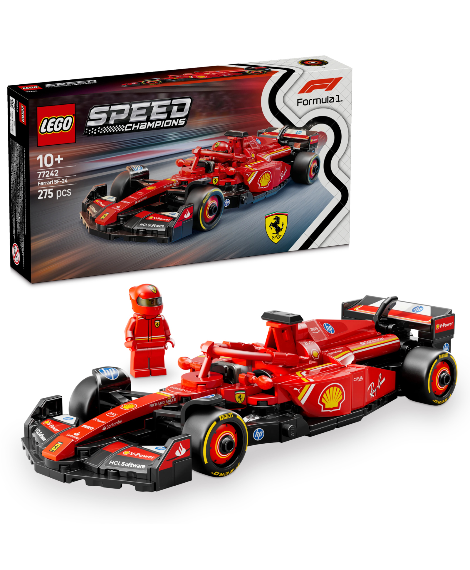 LEGO Speed Champions Ferrari SF-24 F1 Race Car Driver Set 275 pieces- 77242