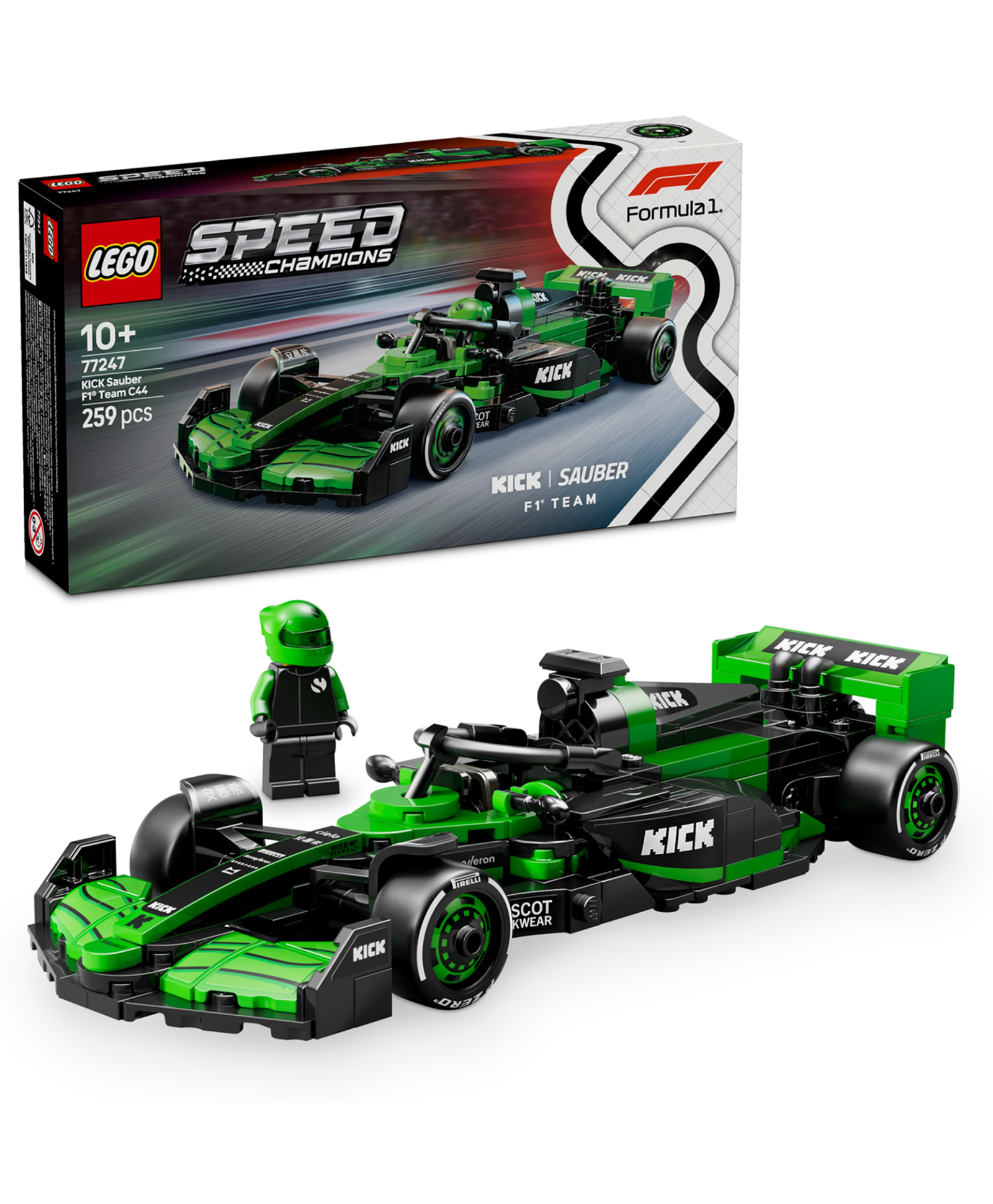 LEGO Speed Champions KICK Sauber F1 Team C44 Race Car Toy Vehicle 259 pieces-77247-picture-19