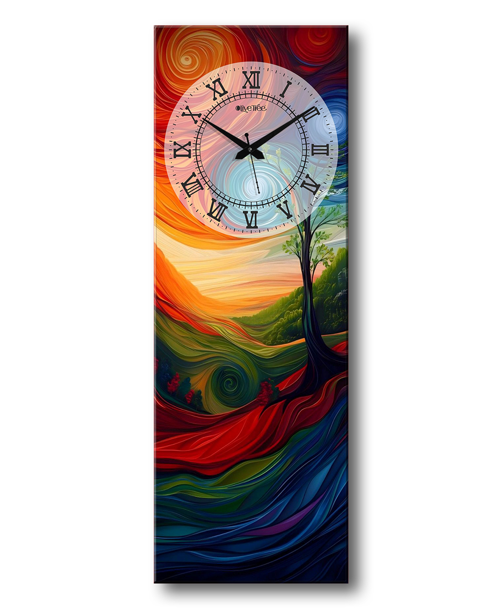 Olive tree Wooden Designer Wall Clock for Home Wooden Wall Clock for Living Room Designer Wooden Stylish Clocks for Wall Décor - Multicolor-image-22