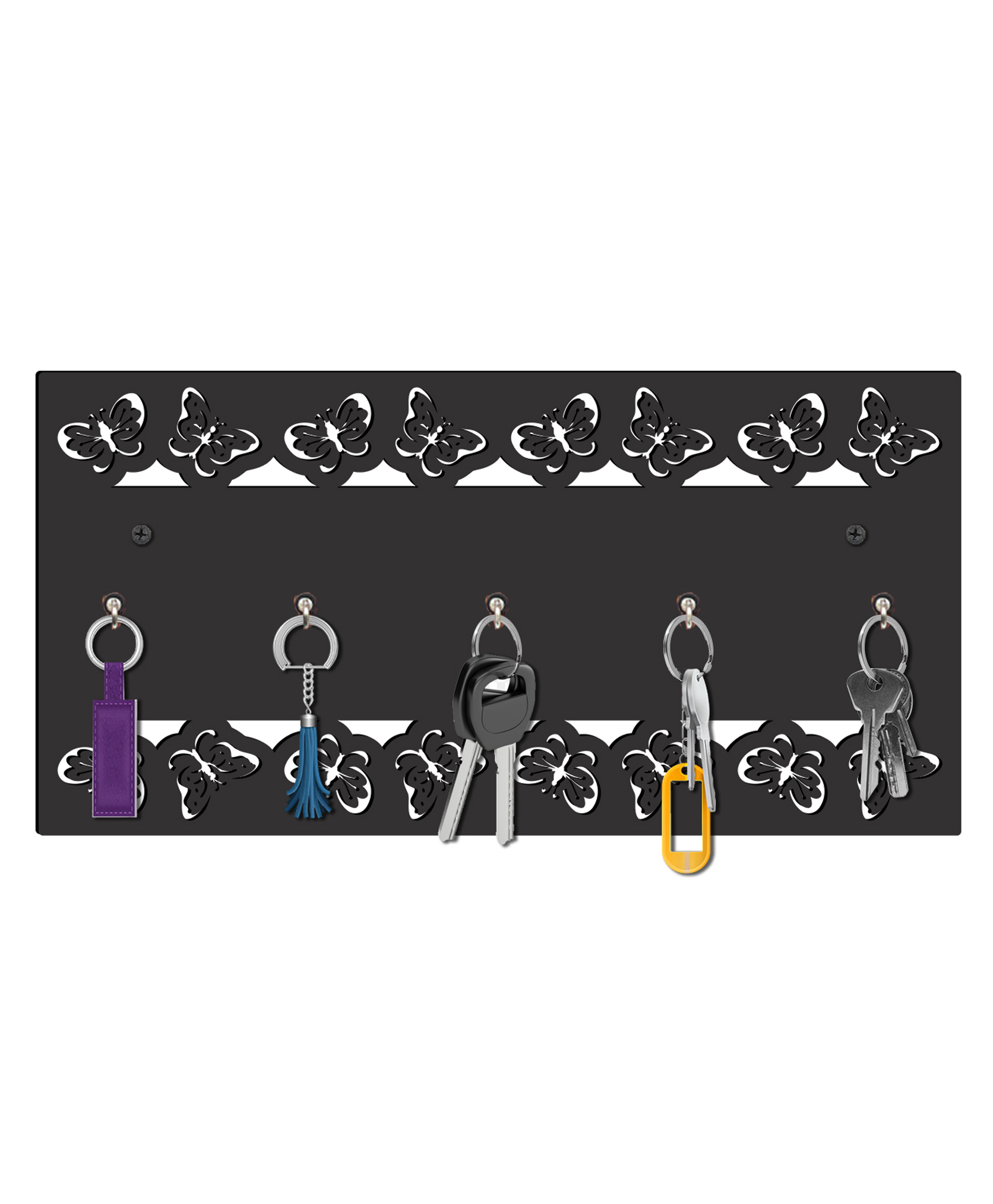 Olive Tree Key Hanger | Key Holder for Home | Key Chain Holders for Wall | Wall Mount Key Holder | Wall Stylish Key Stand (5 Hooks) - Black-image-46