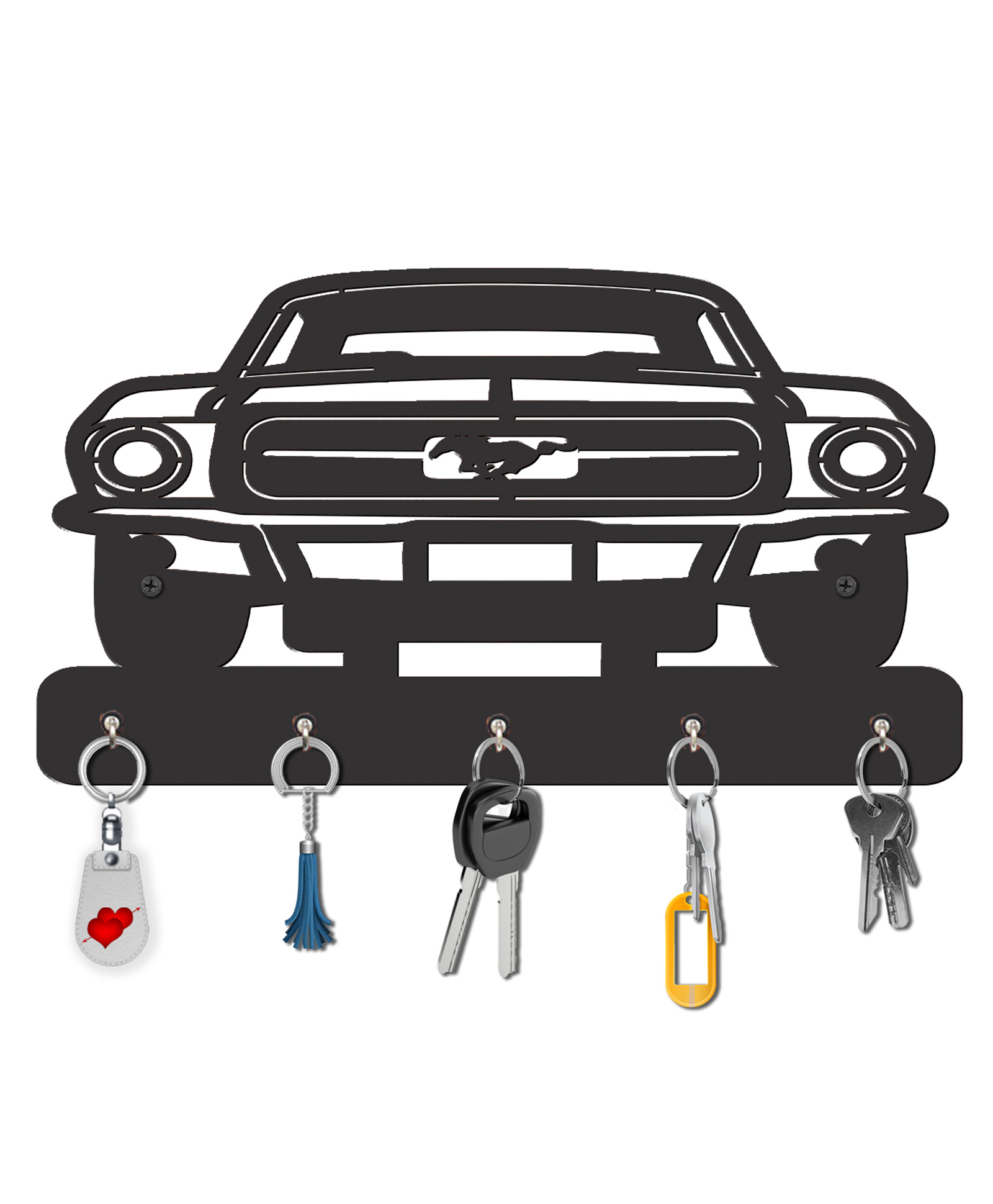 Olive Tree Key Hanger | Key Holder for Home | Key Chain Holders for Wall | Wall Mount Key Holder | Wall Stylish Key Stand (5 Hooks) - Black with Truck-image-48