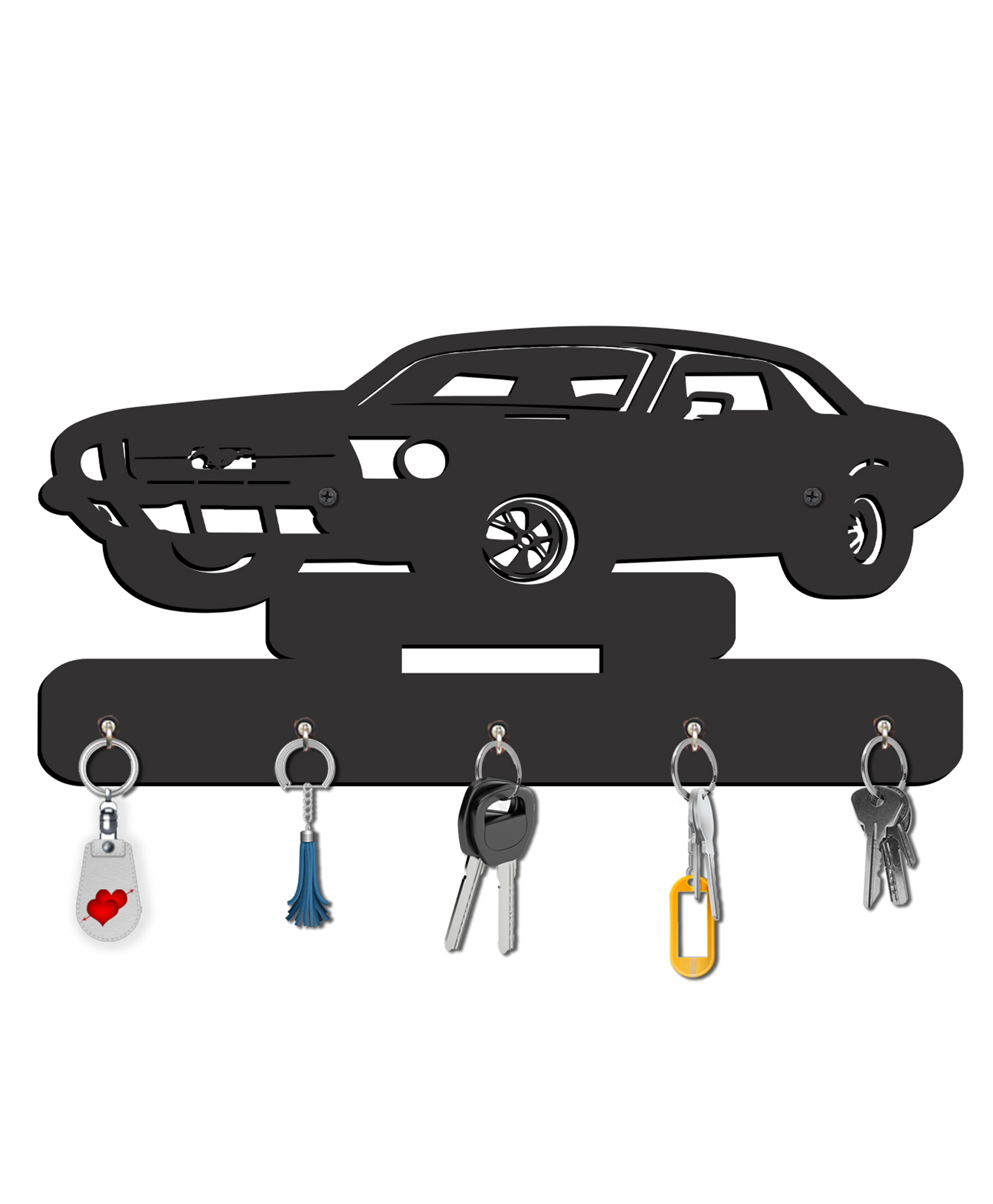 Olive Tree Key Hanger | Key Holder for Home | Key Chain Holders for Wall | Wall Mount Key Holder | Wall Stylish Key Stand (5 Hooks) - Black with super car-picture-14
