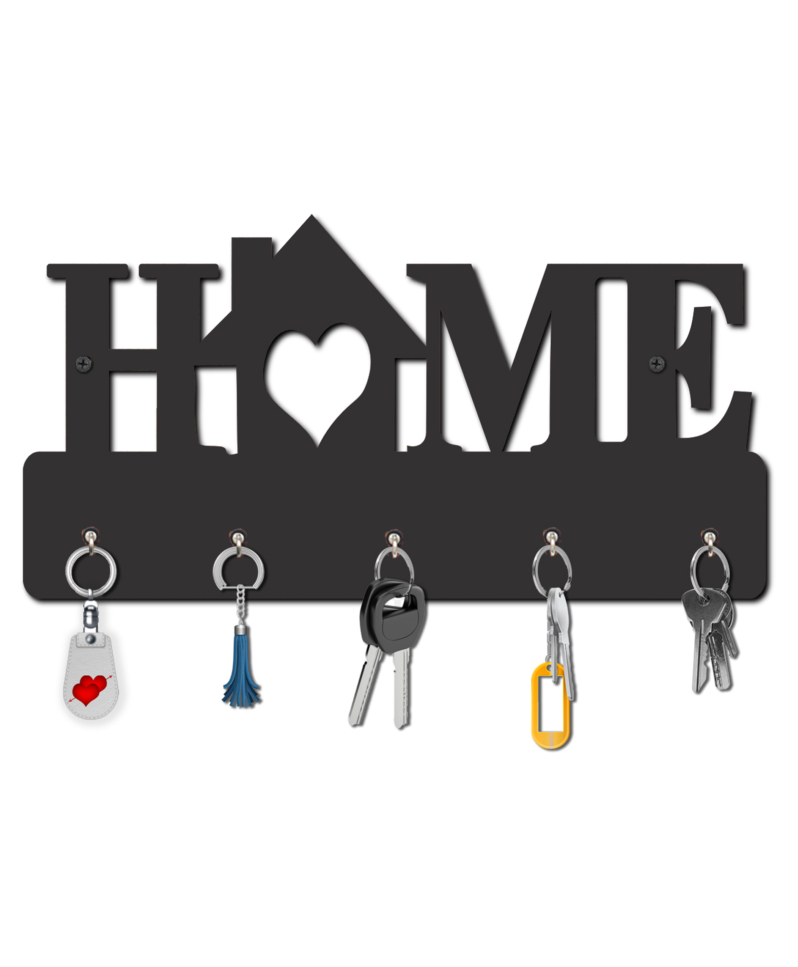Olive Tree Key Hanger | Key Holder for Home | Key Chain Holders for Wall | Wall Mount Key Holder | Wall Stylish Key Stand (5 Hooks) - Black with Love home-image-44