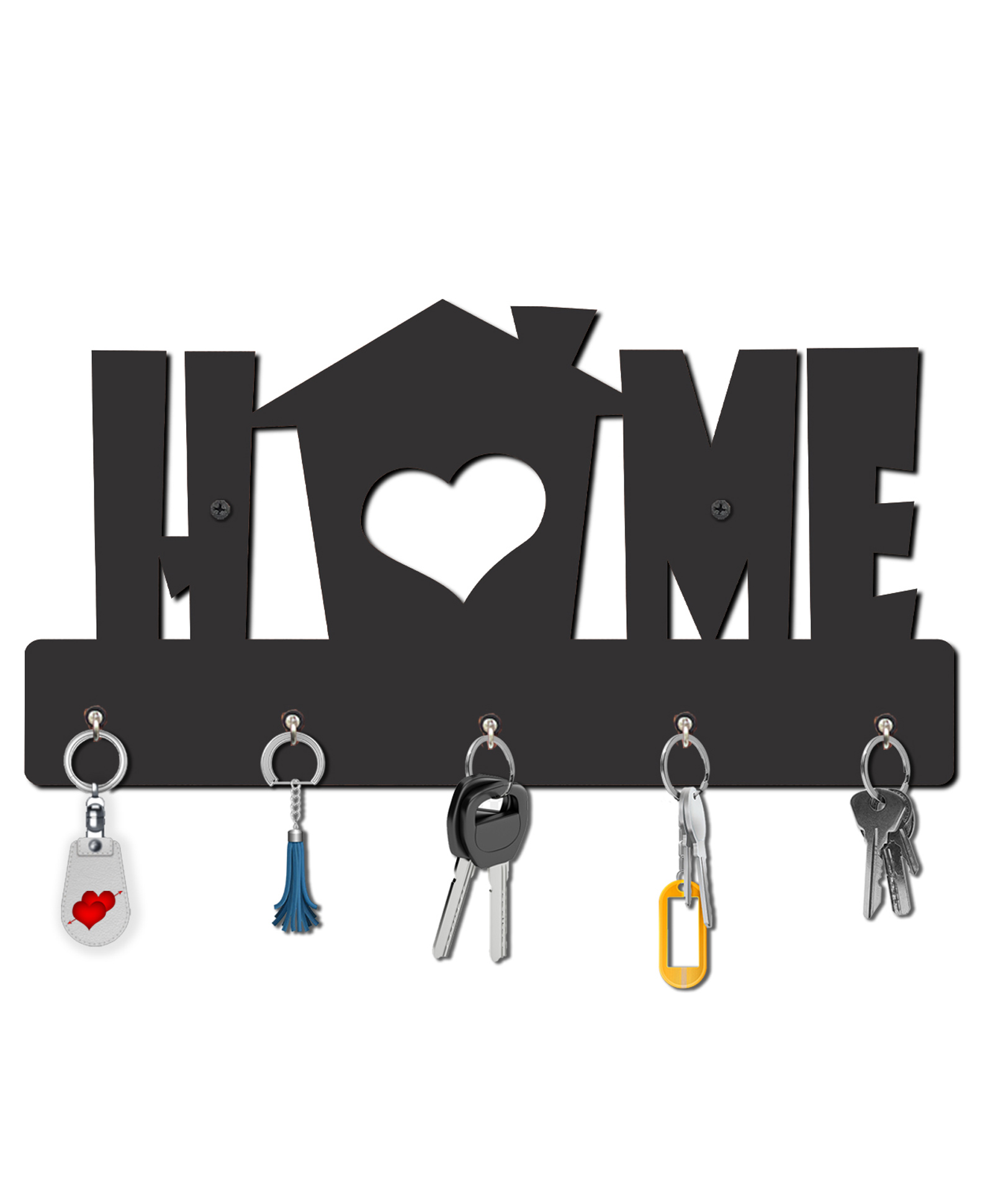 Olive Tree Key Hanger | Key Holder for Home | Key Chain Holders for Wall | Wall Mount Key Holder | Wall Stylish Key Stand (5 Hooks) Black with Home Love-image-41