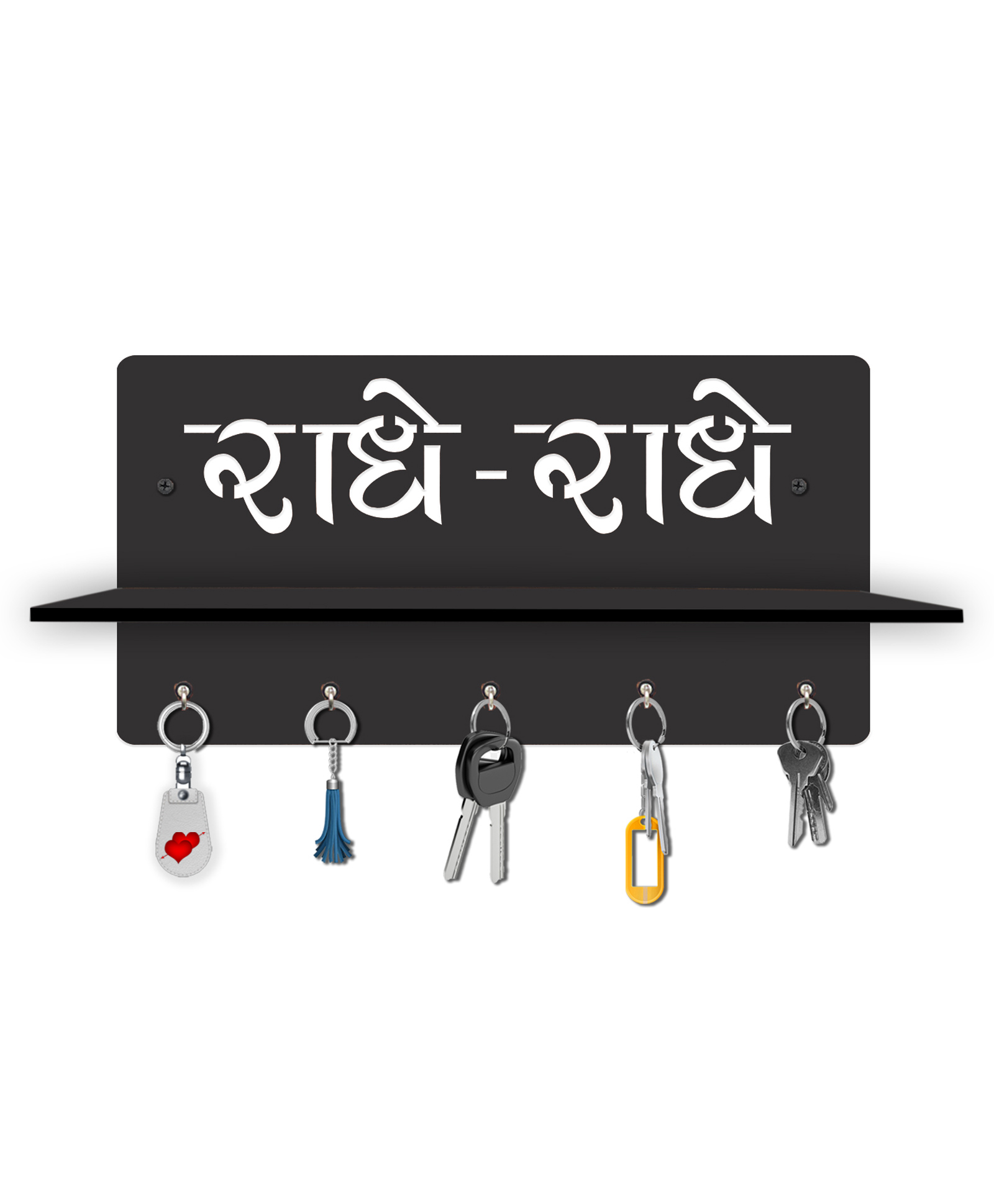Olive Tree Key Hanger | Key Holder for Home | Key Chain Holders for Wall | Wall Mount Key Holder | Wall Stylish Key Stand (5 Hooks) - Black with Radhe Radhe-image-42