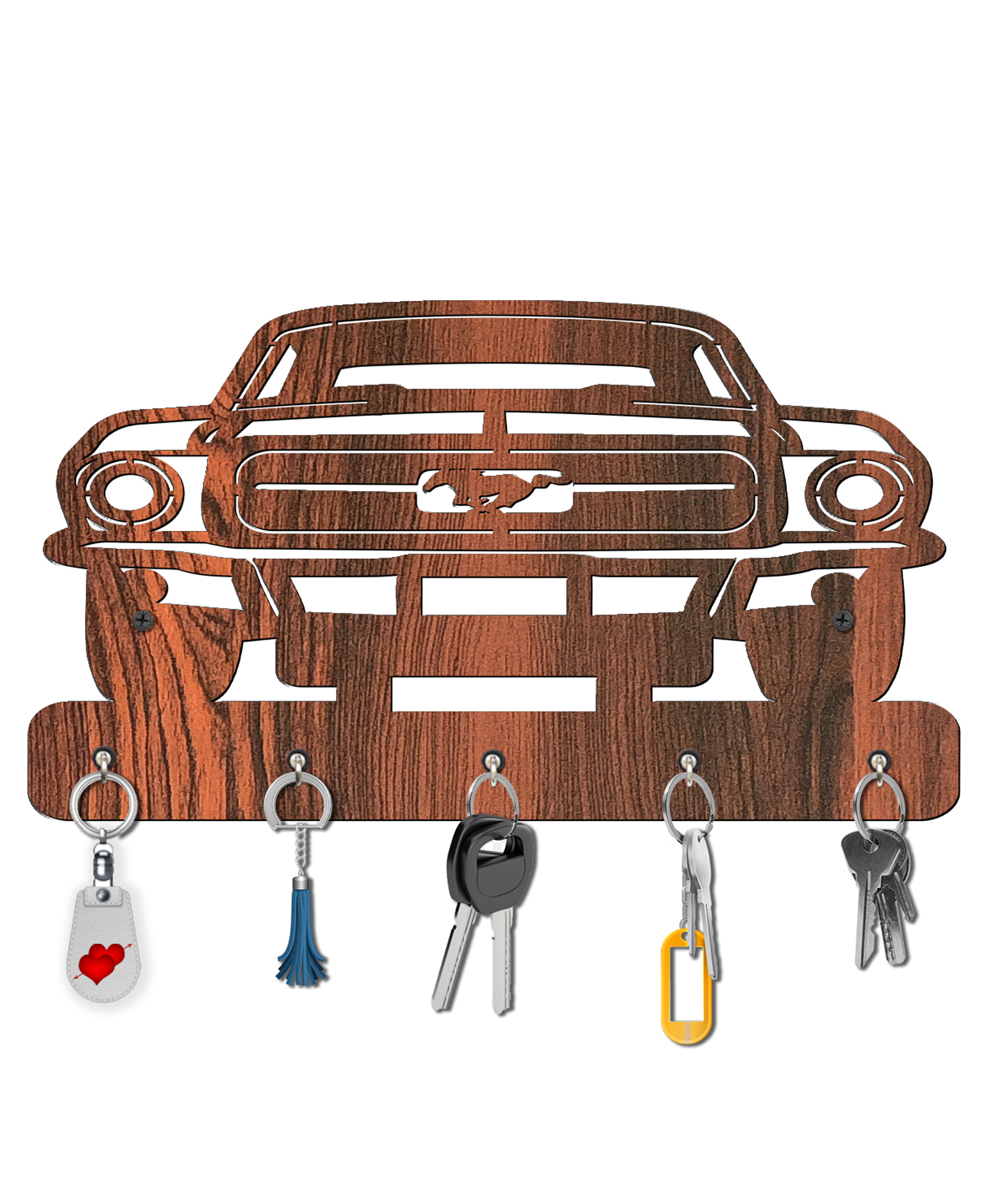 Olive Tree Key Hanger | Key Holder for Home | Key Chain Holders for Wall | Wall Mount Key Holder | Wall Stylish Key Stand (5 Hooks) -Brown with truck-image-38