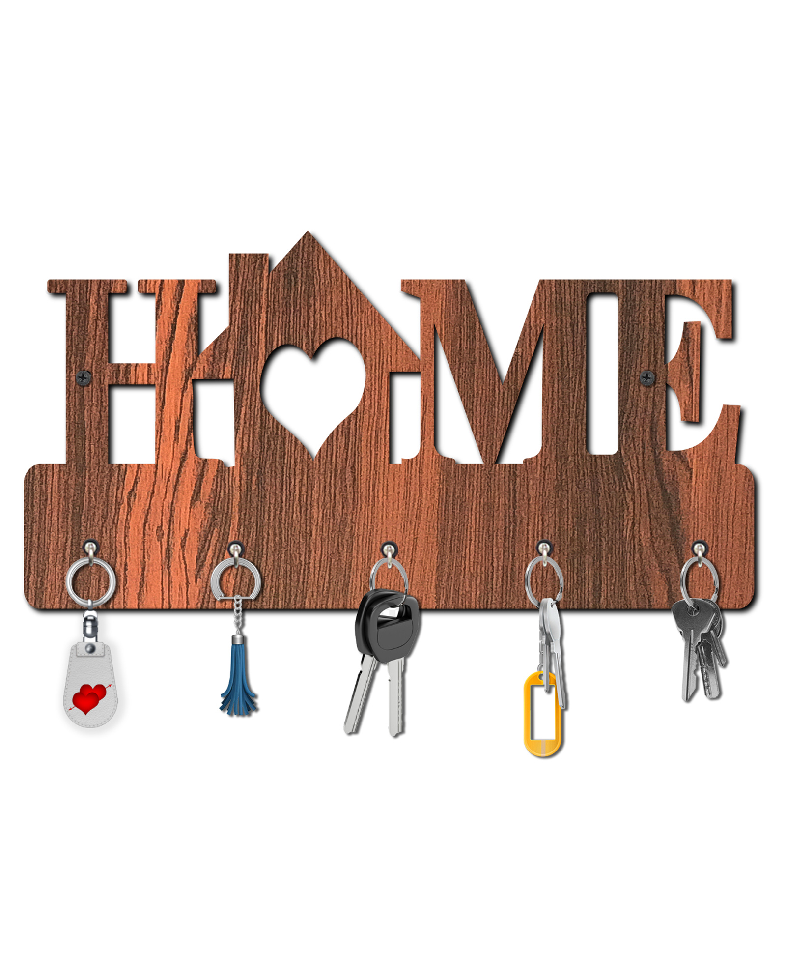 Olive Tree Key Hanger | Key Holder for Home | Key Chain Holders for Wall | Wall Mount Key Holder | Wall Stylish Key Stand (5 Hooks) - Brown with Home-image-47