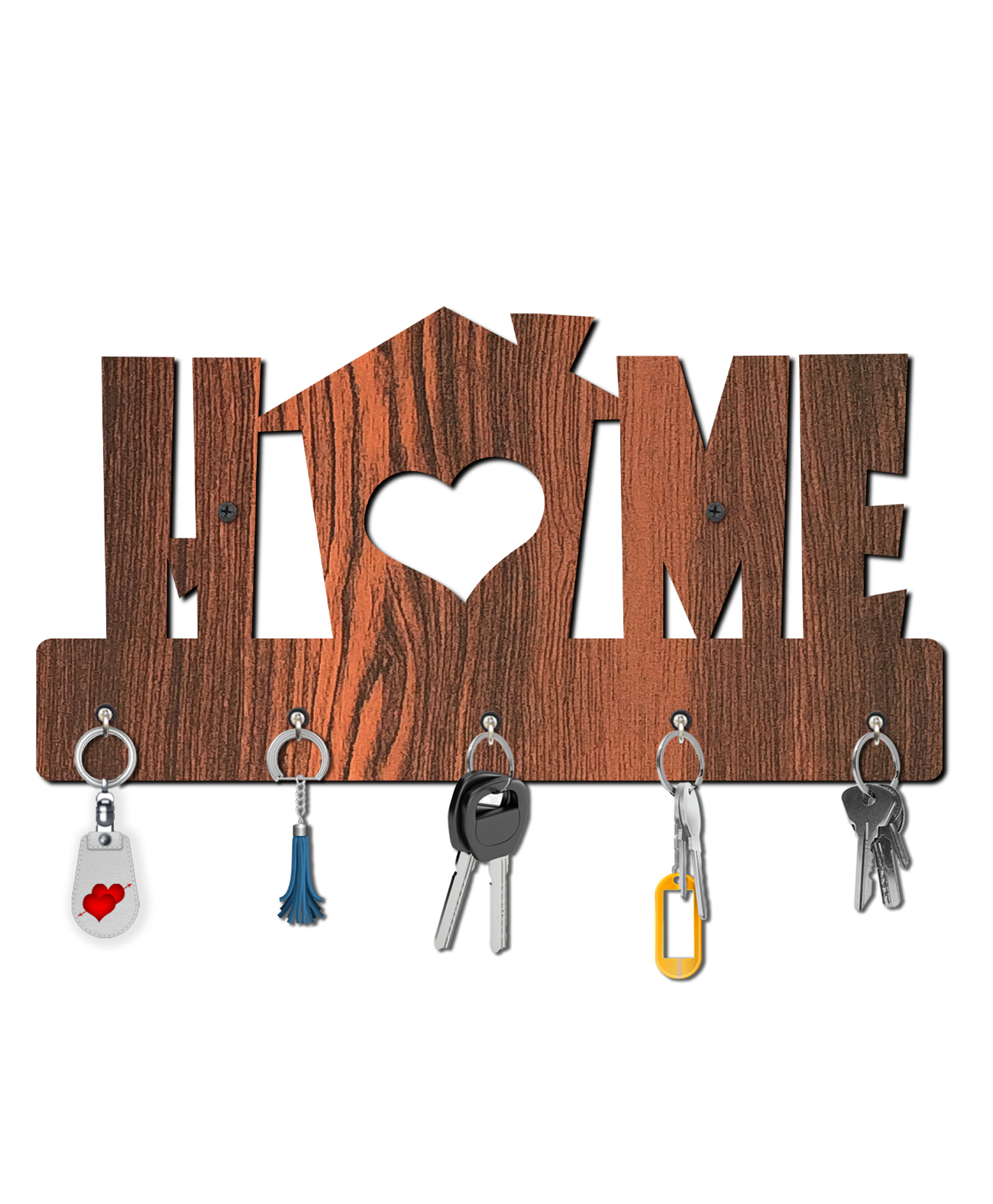 Olive Tree Key Hanger | Key Holder for Home | Key Chain Holders for Wall | Wall Mount Key Holder | Wall Stylish Key Stand (5 Hooks) - Brown with home Love-image-39
