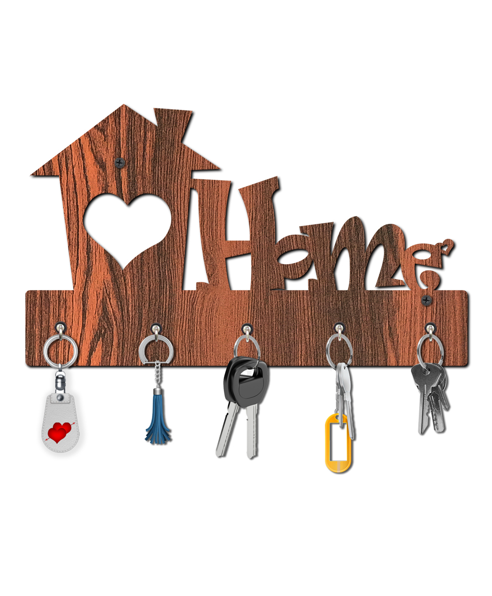 Olive Tree Key Hanger | Key Holder for Home | Key Chain Holders for Wall | Wall Mount Key Holder | Wall Stylish Key Stand (5 Hooks) - Brown with love home-image-37