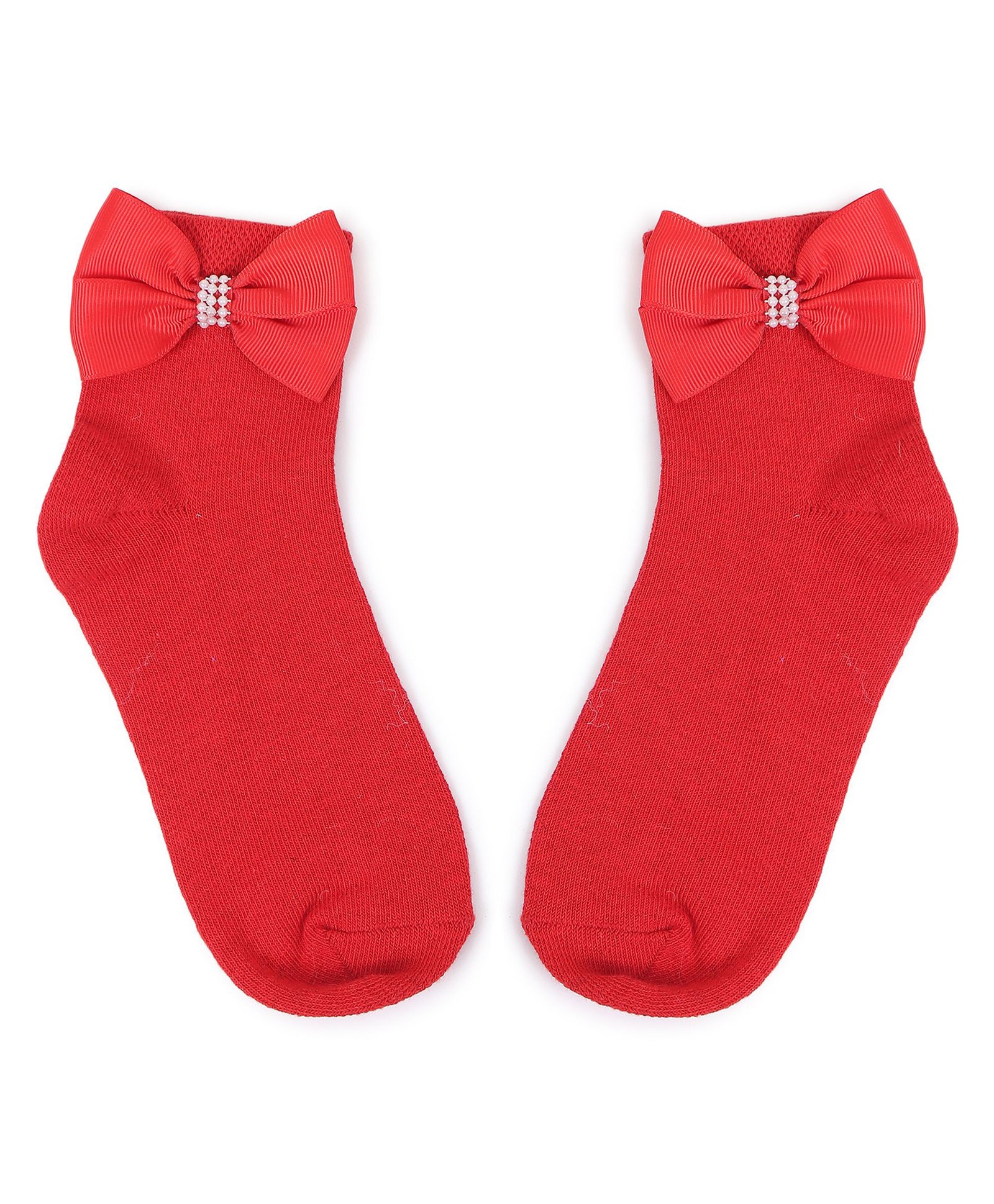 Tipy Tipy Tap Bow Applique Detailed Socks - Red-image-43