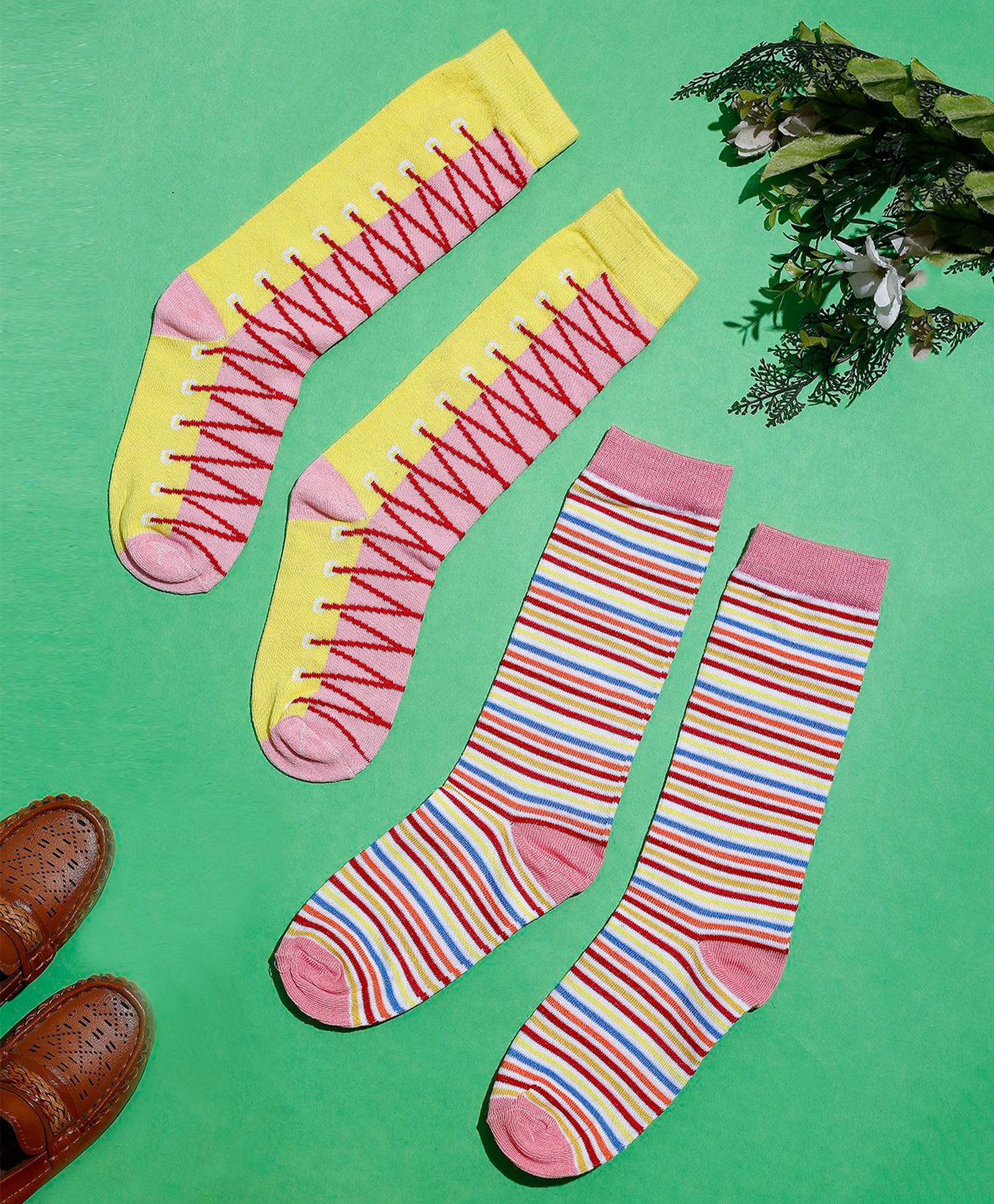 Tipy Tipy Tap Pack Of 2 Striped Socks - Multi Colour-image-36