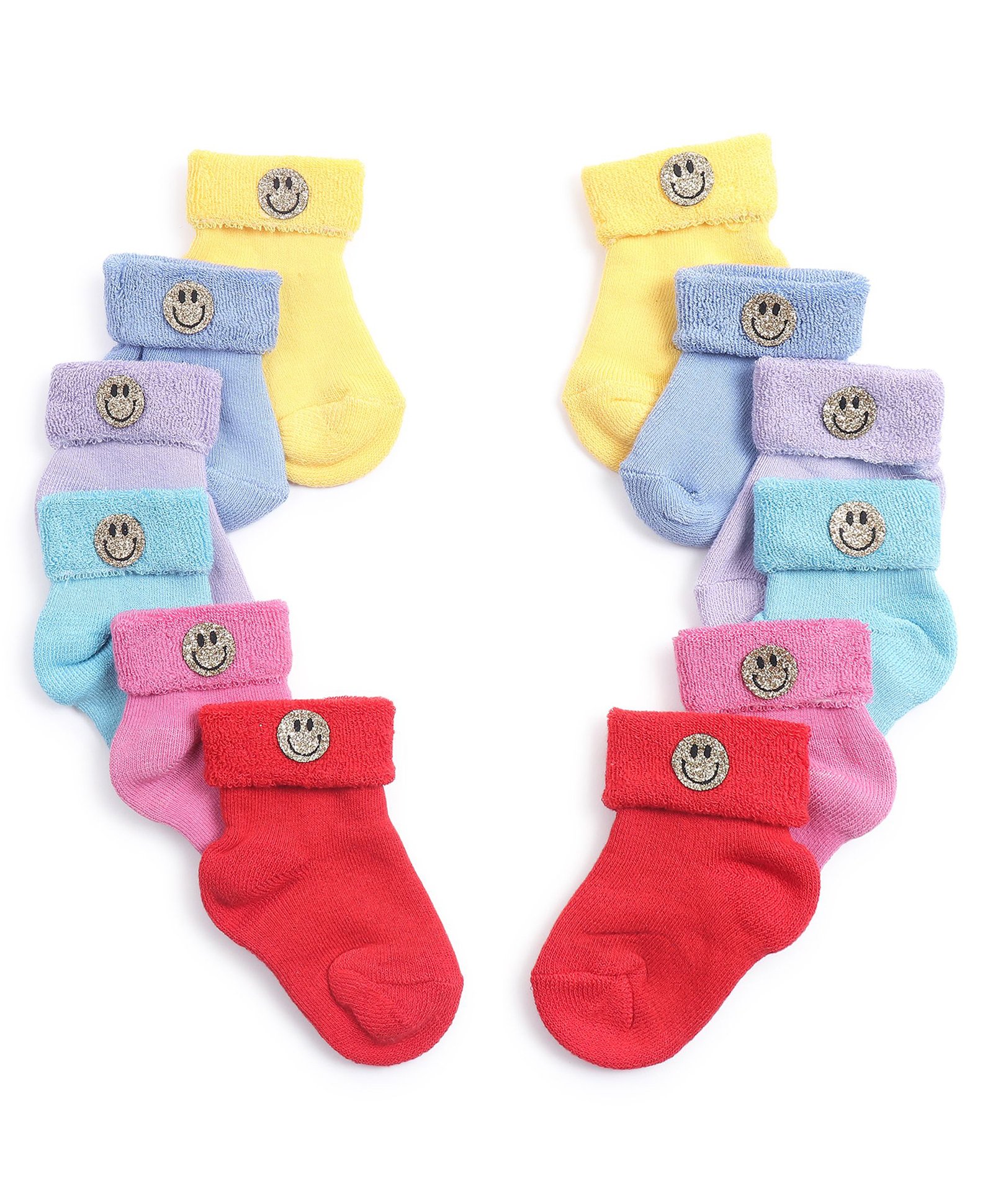 Tipy Tipy Tap Cotton Pack Of 6 Smiley Designed Socks - Multi Colour-picture-24