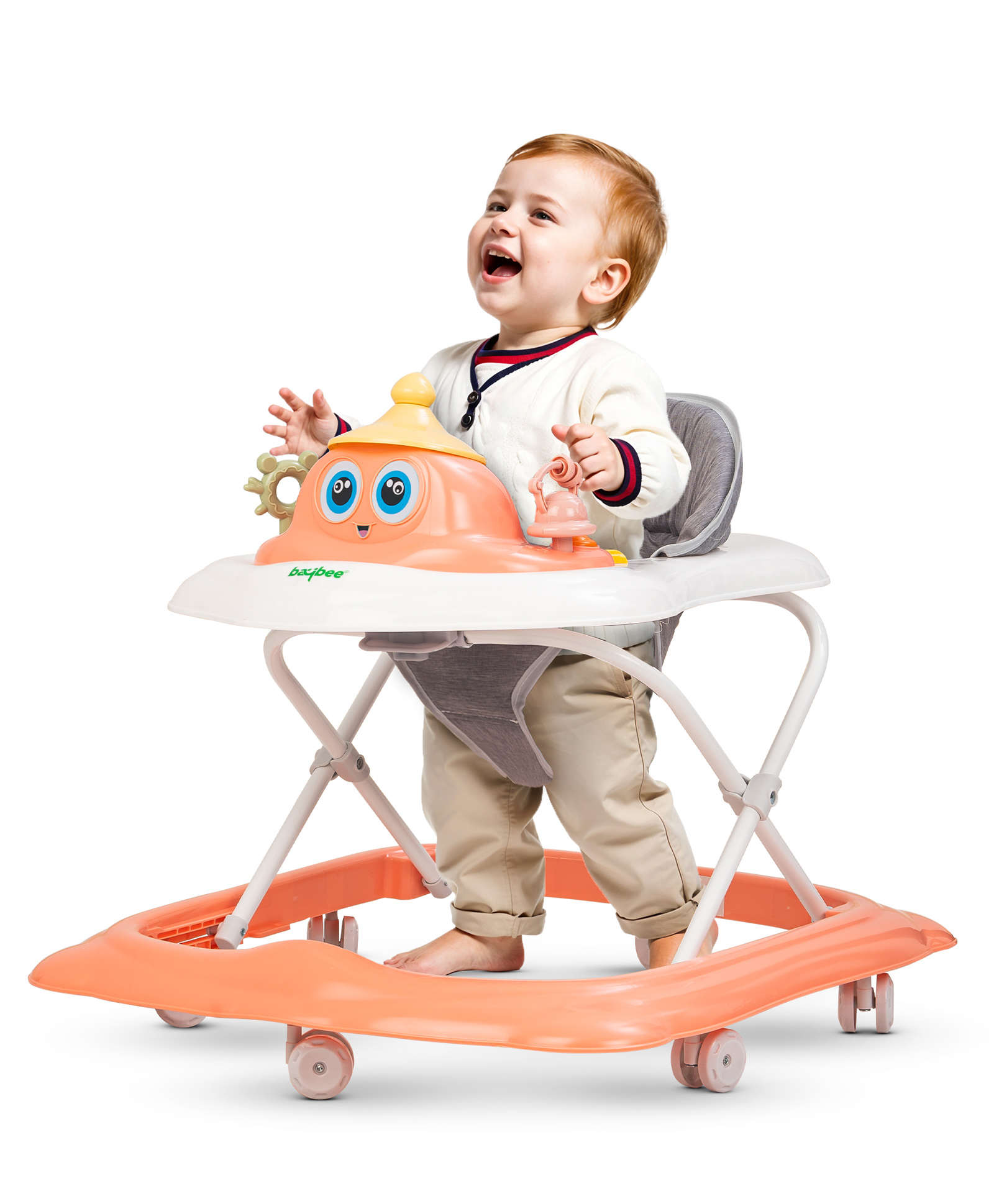 Baybee Binky Multifunctional Baby Walker with 3 Level Height Adjustment, Foldable & Convertible Musical Toy to Food Tray for Boys & Girls (Pink)-image-44