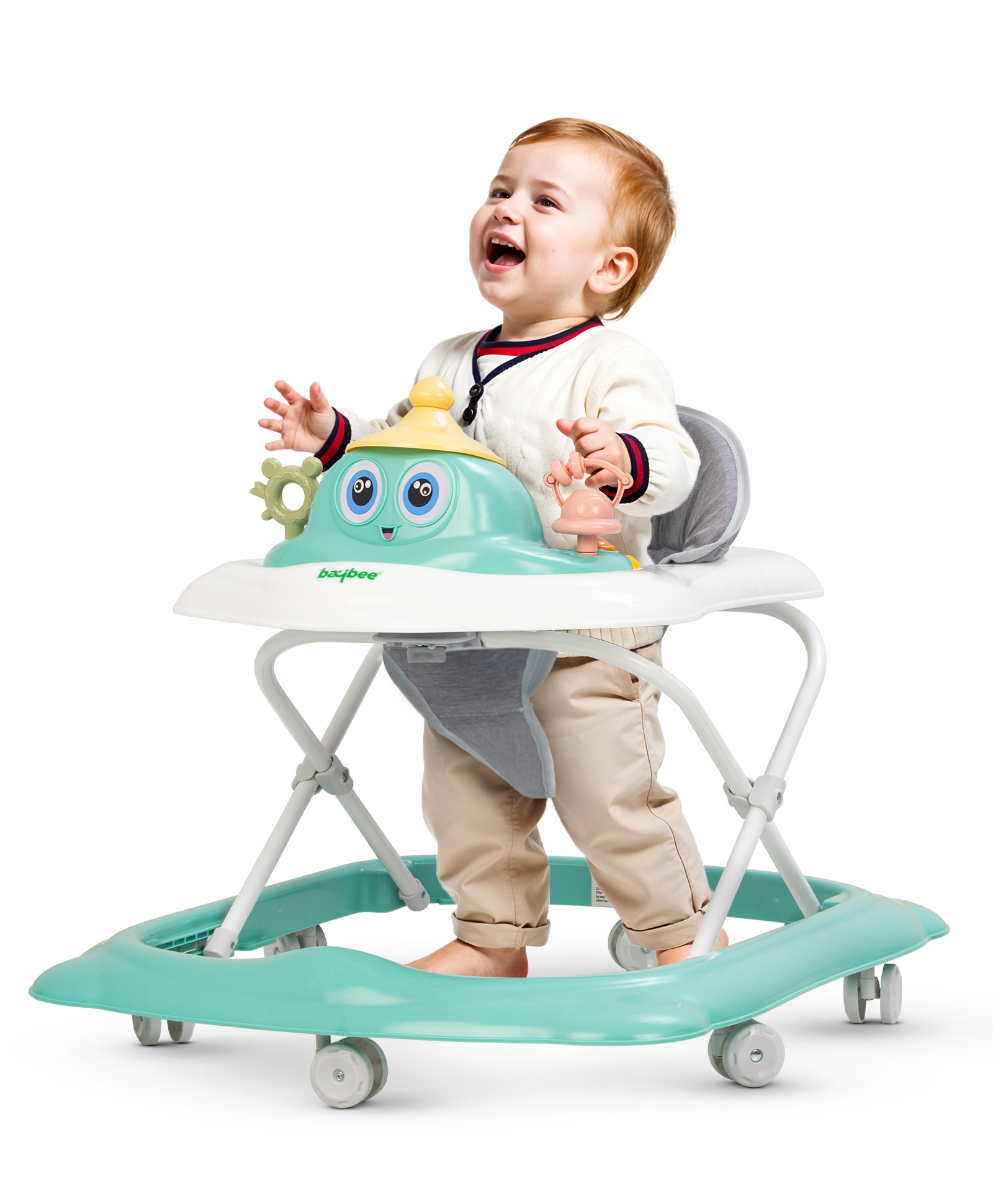 Baybee Binky Multifunctional Baby Walker with 3 Level Height Adjustment, Foldable & Convertible Musical Toy to Food Tray for Boys & Girls (Green)-image-45