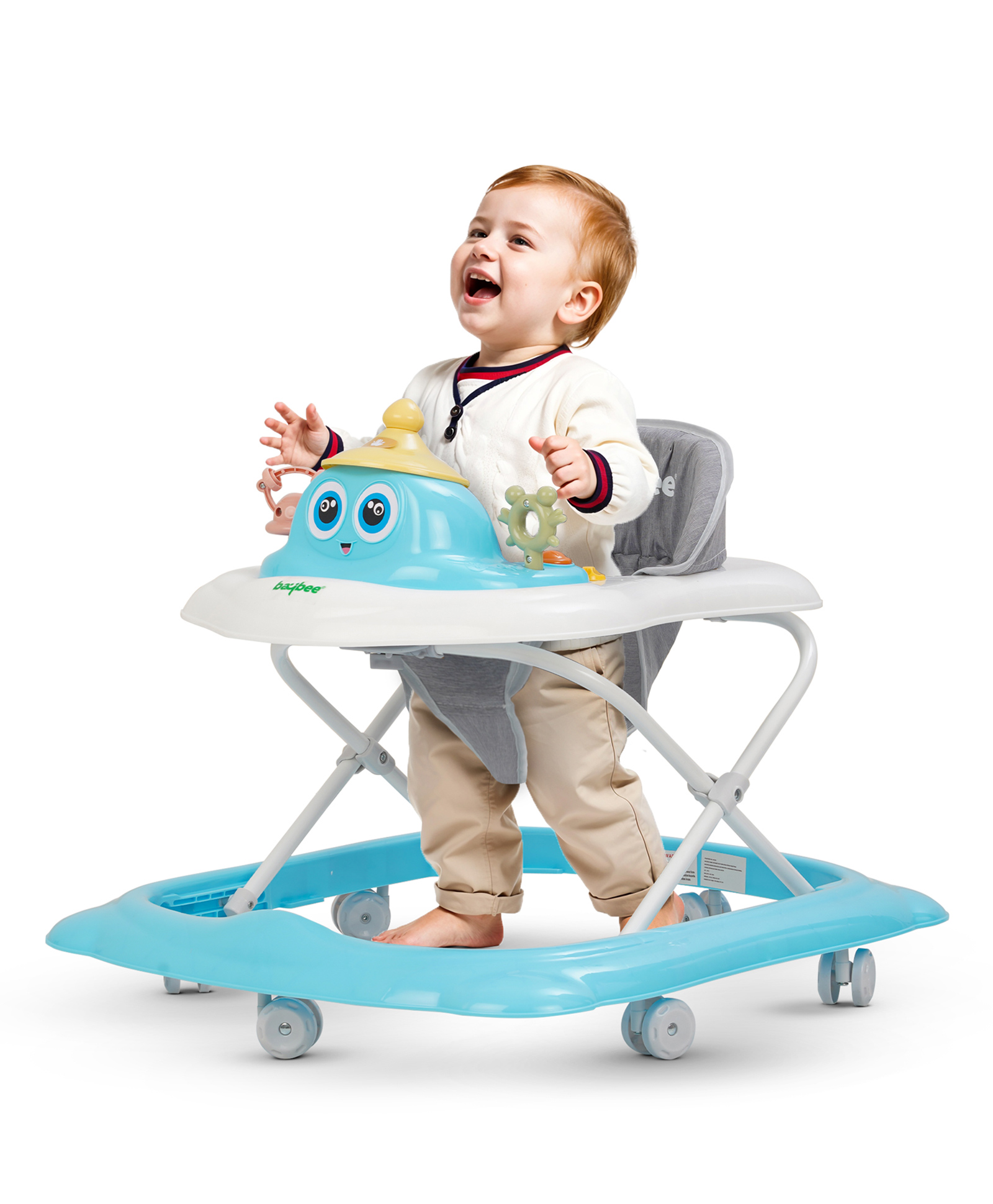 Baybee Binky Multifunctional Baby Walker with 3 Level Height Adjustment, Foldable & Convertible Musical Toy to Food Tray for Boys & Girls (Blue)-image-20