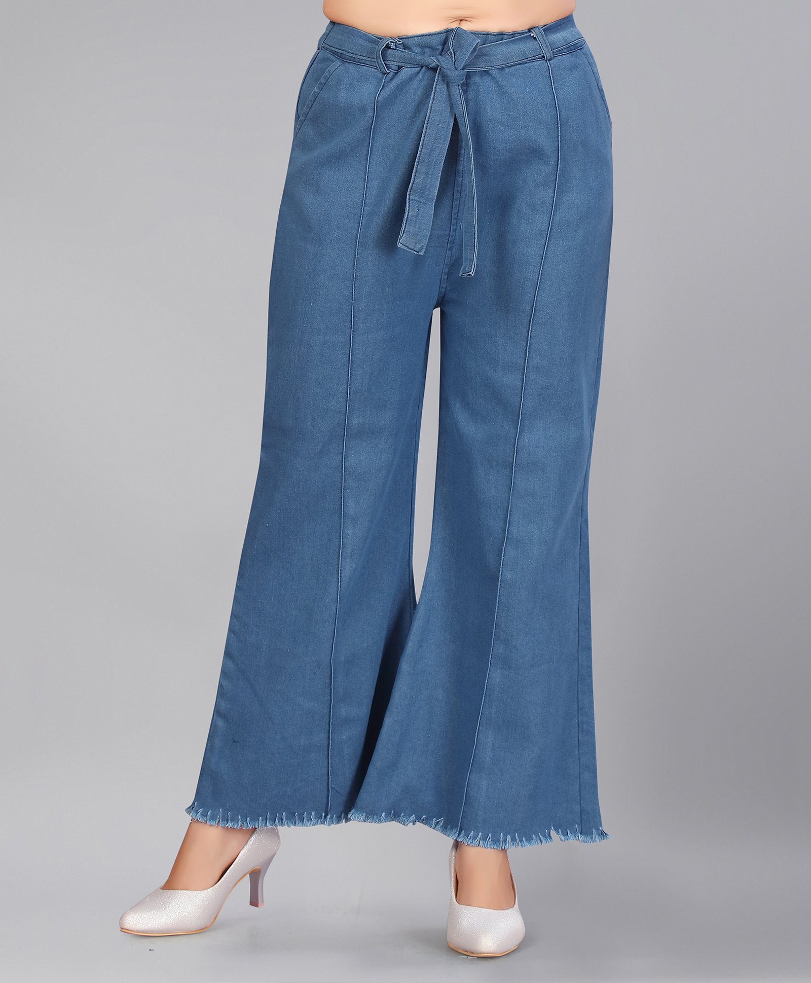 Aarika Denim Woven Solid Flared Jeans - Blue-picture-10