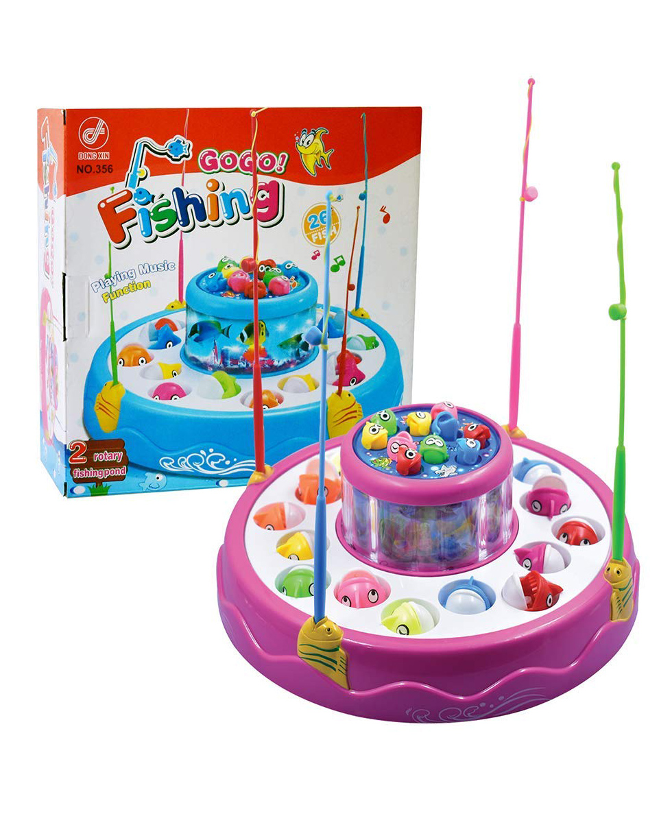 AKN TOYS Electric Rotating Magnetic Gogo Fishing Game - Fishing Fish-Catching Kids Activity Game with 26 Pieces of Fish, 2 Rotary Ponds, 4 Pods, Music & Light Function -PACK OF 1 ( COLOR AND DESIGN MAY VARY)-picture-20