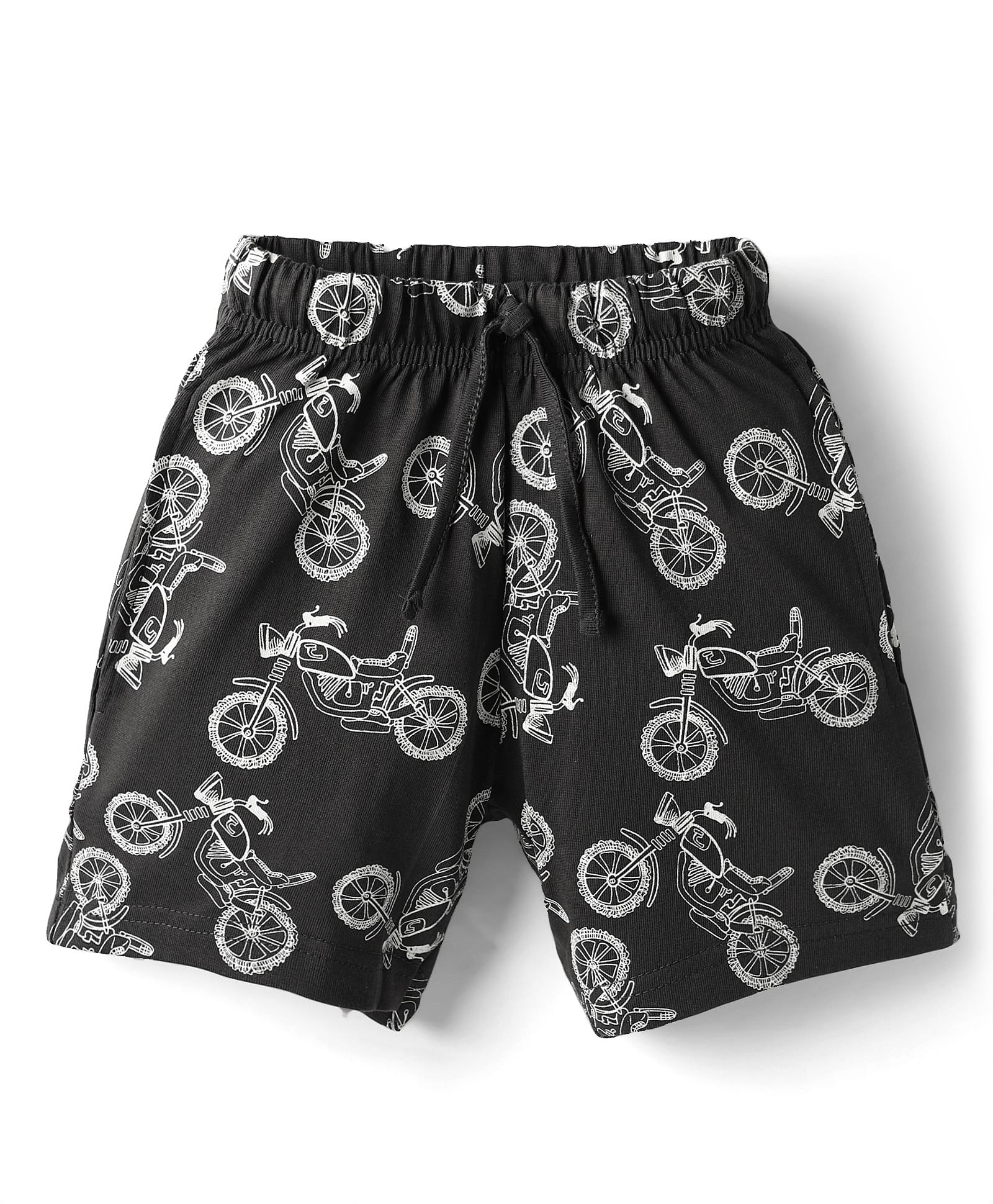 Evimo Single Jersey Knit Knee Length Shorts With Bicycle Print - Black-picture-24
